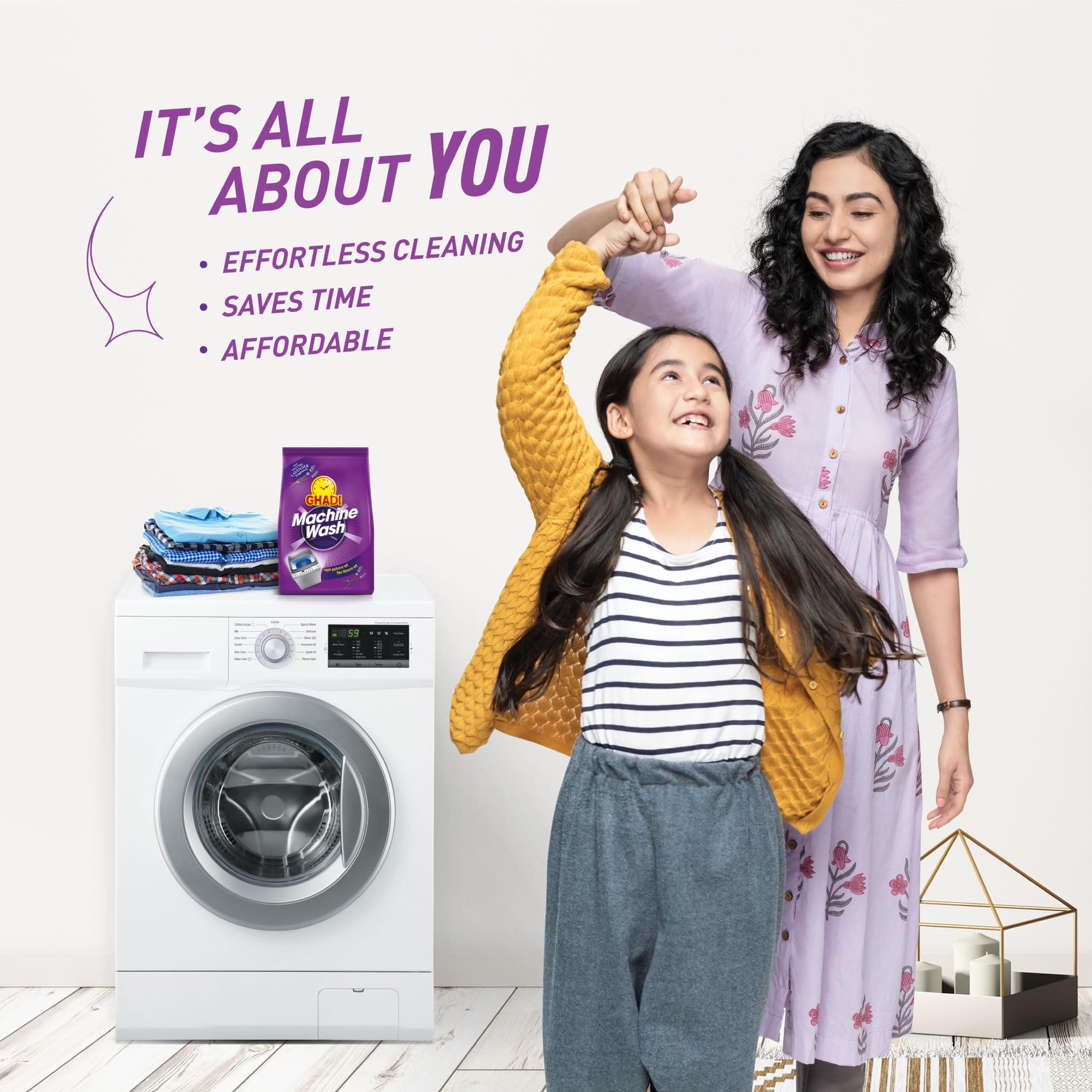 Ghadi Detergent Powder 1KG - Machine Wash Laundry Soap for Stains & Odor Removal - Ideal for Home, Laundromat & Travel Use
