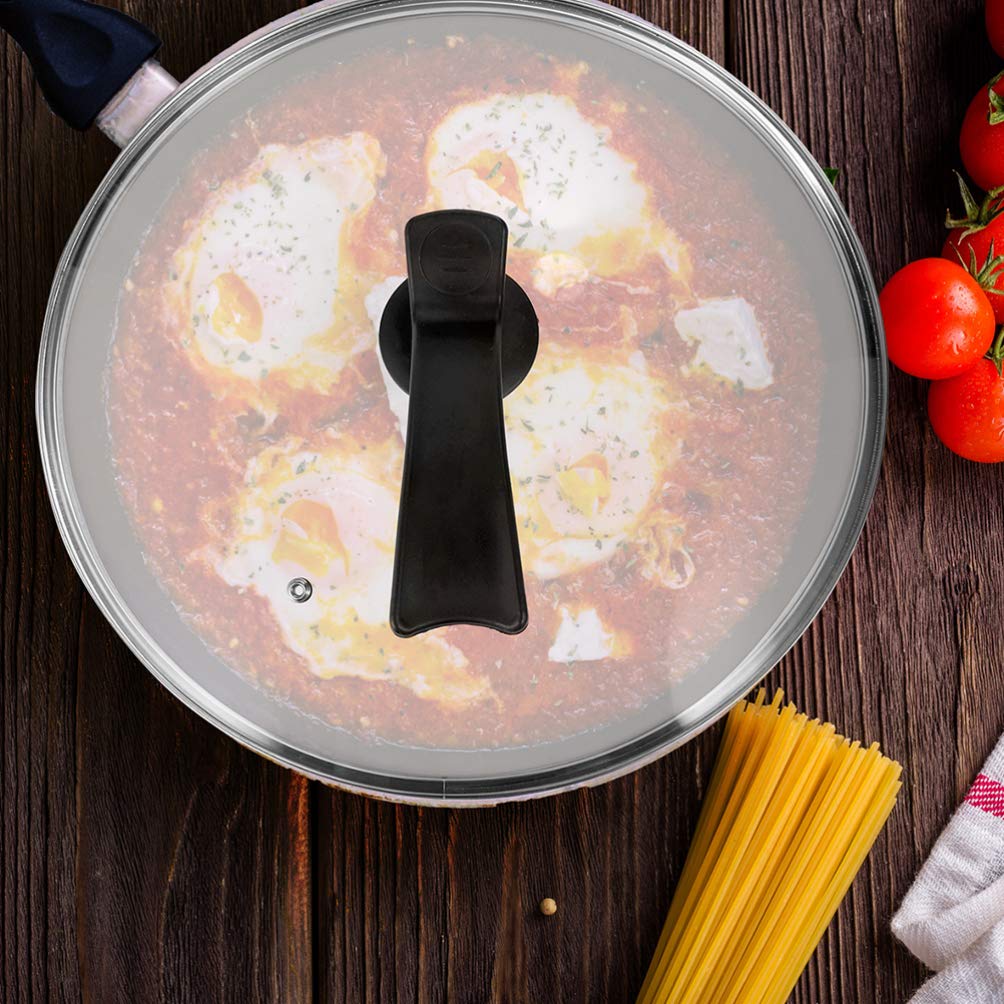 DOITOOL Tempered Glass Cookware Lid - Universal Round Pot Cover with Ergonomic Standing Handgrip - Heat Resistant Stovetop Lid for Saucepan, Frying Pan & Cooking Pot