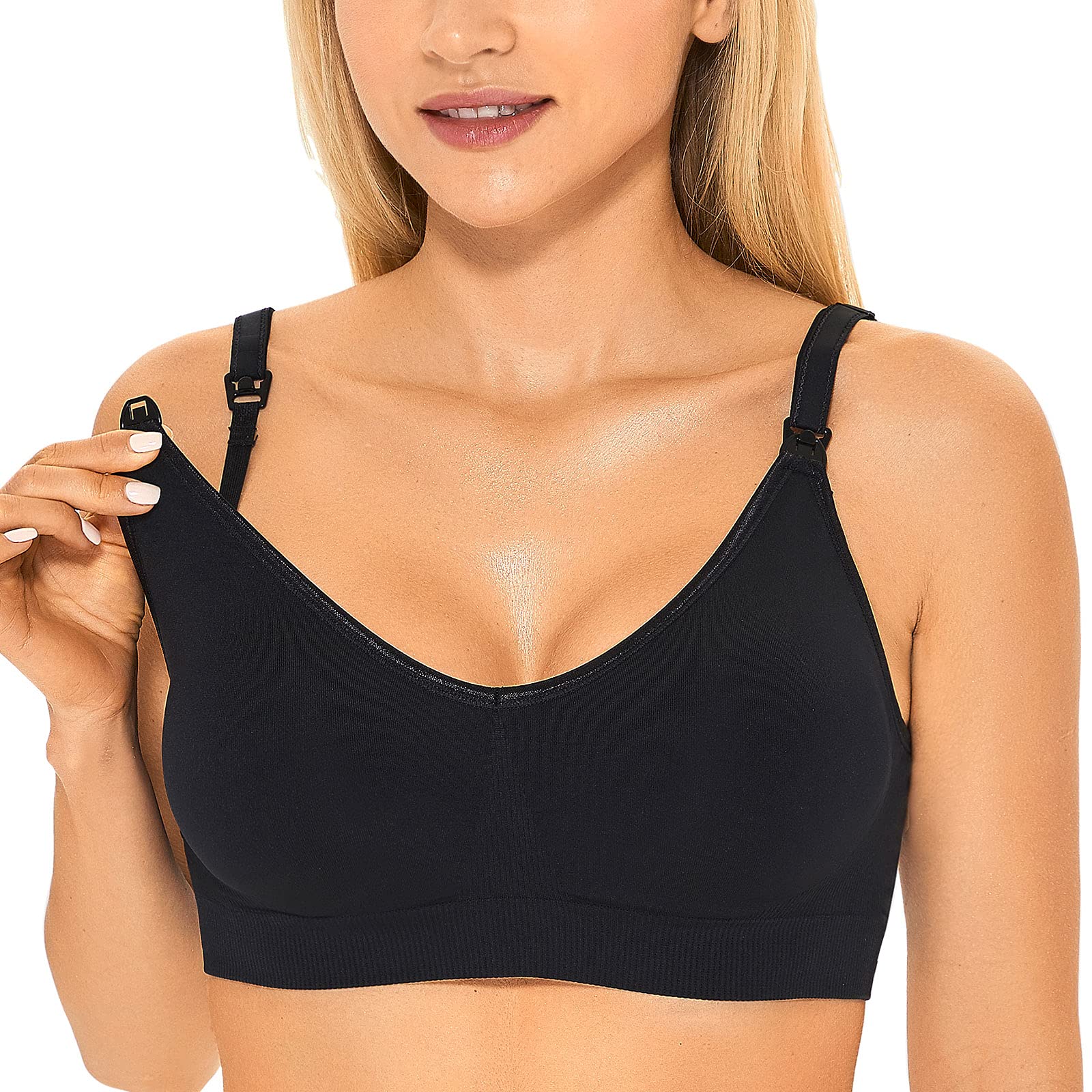Gratlin Women's Seamless Maternity Nursing Sleep Bra - Wireless Breastfeeding Bra with Removable Pads & Support - Comfortable for Pregnancy, Nursing & Nighttime Wear