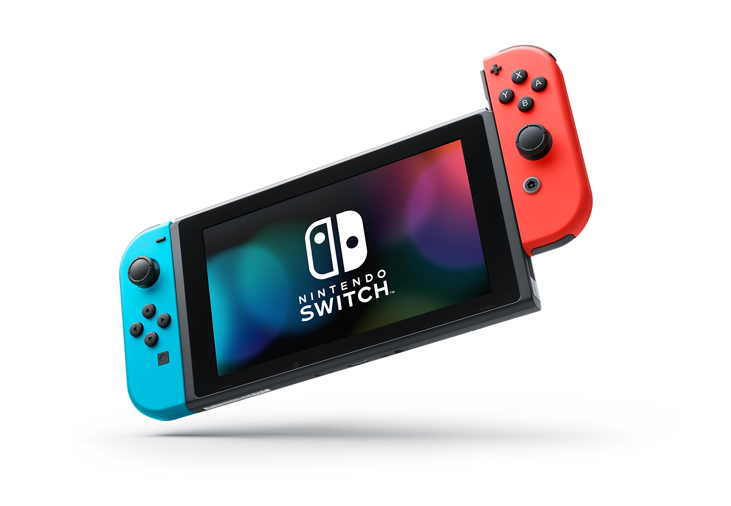 Nintendo Switch Console with Neon Red/Blue Joy-Con - 32GB Storage - Includes Super Mario Odyssey Game - Perfect for Home Gaming & Travel Entertainment