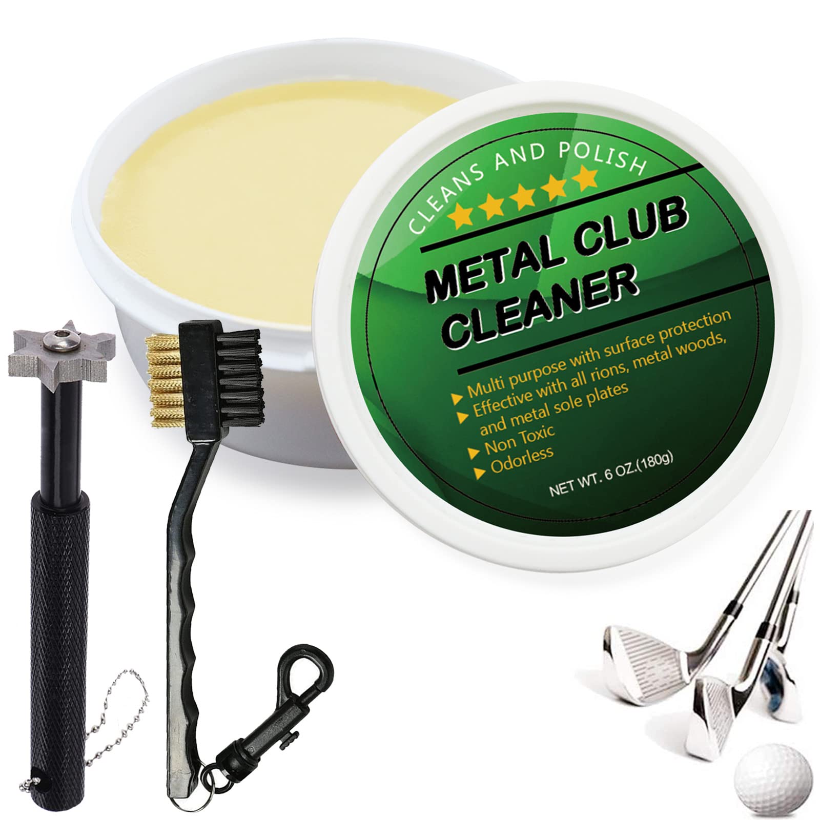 Premium Golf Club Cleaning Kit - Club Care Polish Set with Brush, Groove Cleaner, Sharpener & Sponge | Perfect for Golf Course & Home Practice | Value Pack
