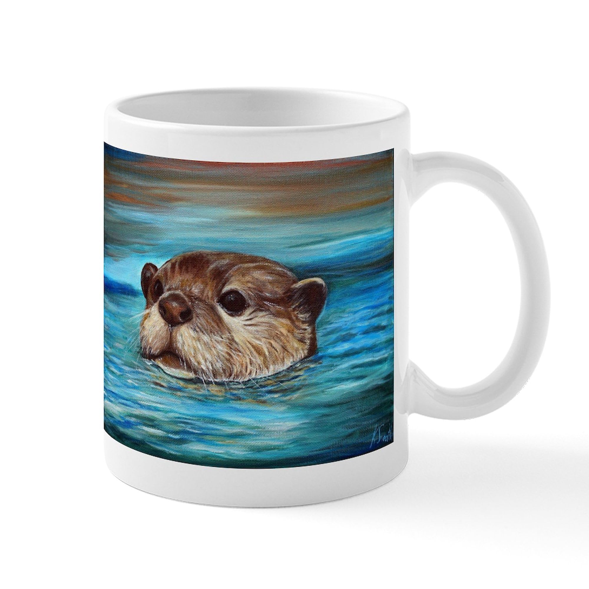 River Otter Ceramic Coffee Mug 11 oz (325 ml) - Perfect for Hot & Cold Drinks, Office Use, and Gift Giving - CafePress