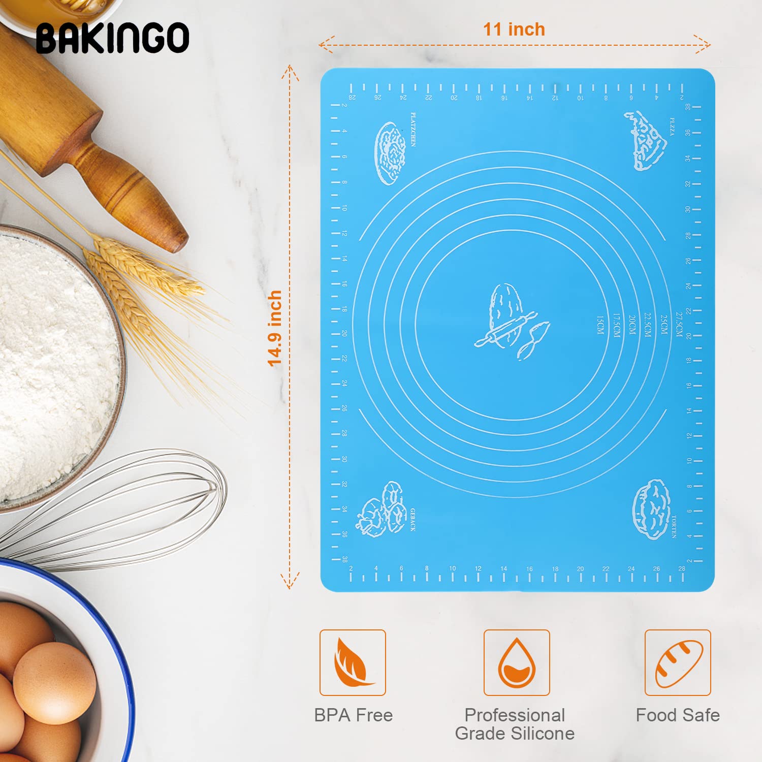 Bakingo Sourdough Bread Making Kit - 10 Inch Natural Rattan Banneton, Bread Lame, Dough Scraper, Proofing Basket, Measuring Mat & Danish Whisk | Perfect for Artisan Bread Baking, Homemade Sourdough Starter & Professional Proofing