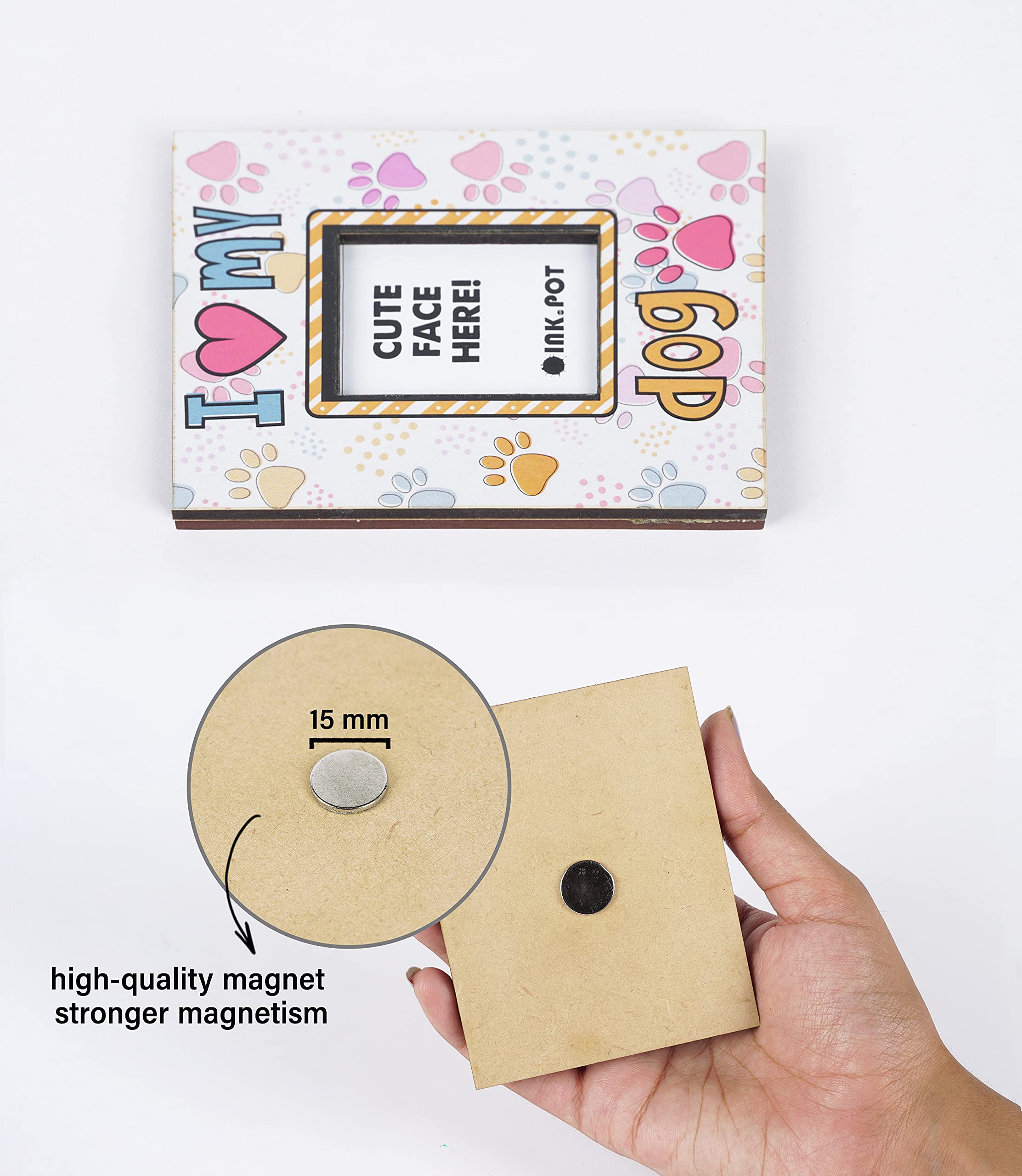 I Love My Dog Magnetic Photo Frame - Refrigerator Magnet for Pet Lovers - Mini Picture Frame (10x8cm) - Perfect Gift for Dog Owners & Home Decor