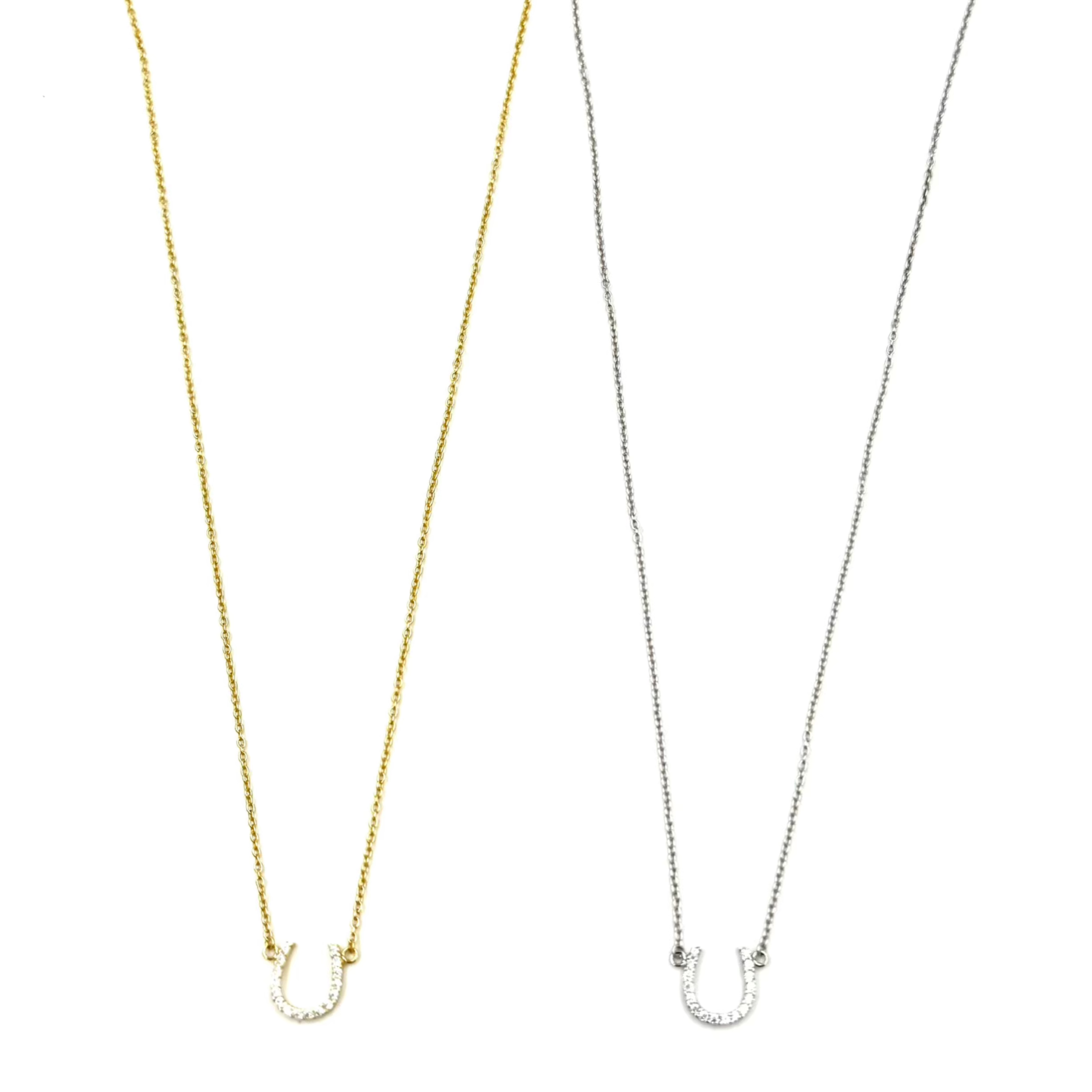 Ashley Gold Sterling Silver Horseshoe CZ Pendant Necklace for Women - Elegant Jewelry Gift for Birthday, Anniversary & Good Luck Charm