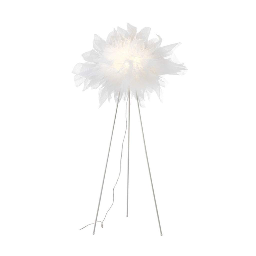 Modern Nordic Floor Lamp with E27 Bulb & Mesh Gauze Shade - Adjustable Wrought Iron Tripod Stand for Bedroom, Living Room, Office - Warm White Ambient Lighting for Reading & Relaxation