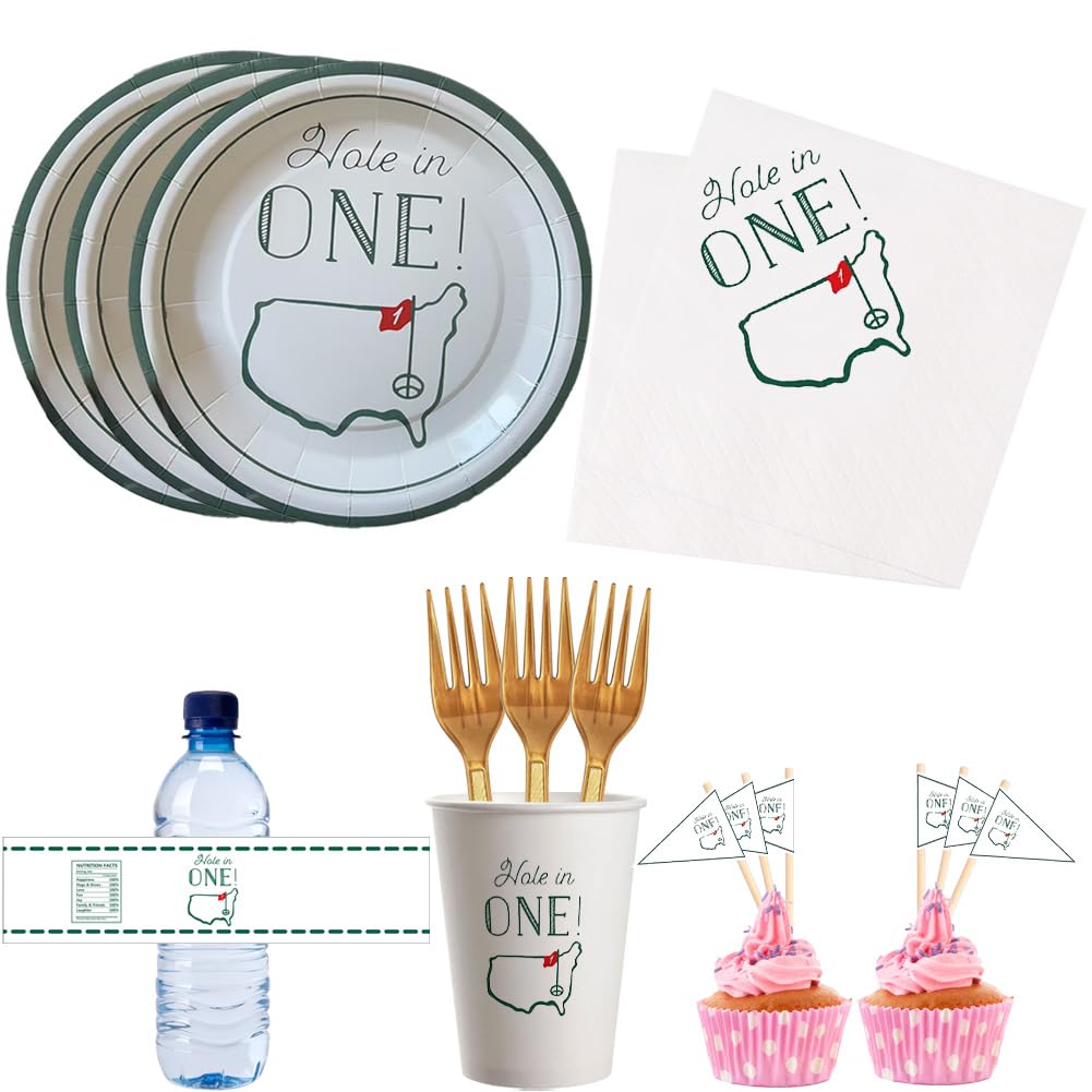 240-Piece Golf Party Decorations Set - Cocktail Napkins, Plates, Cups, Bottle Labels, Toothpick Flags, Straws, Gift Tags & Forks for Hole in One Celebration, Golf Birthday Party & Sports Themed Events - Perfect for Country Club Parties, Tournament Awards & Golf-Themed Gatherings