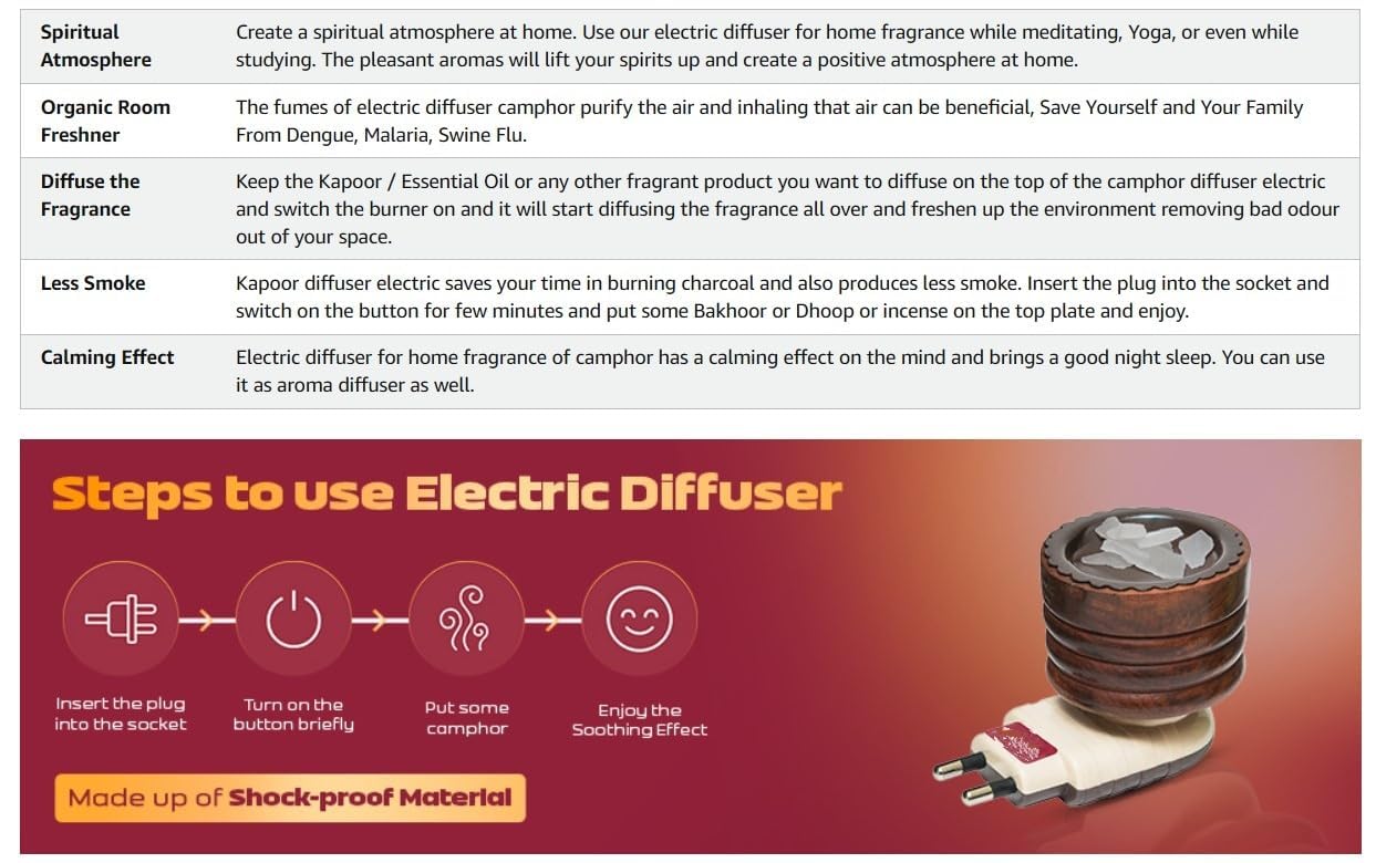 Premium Sheesham Wood Kapoor Dani - Electric Camphor & Bakhoor Burner for Home, Puja & Aromatherapy | Elegant Aroma Diffuser for Relaxation, Meditation & Spiritual Ceremonies