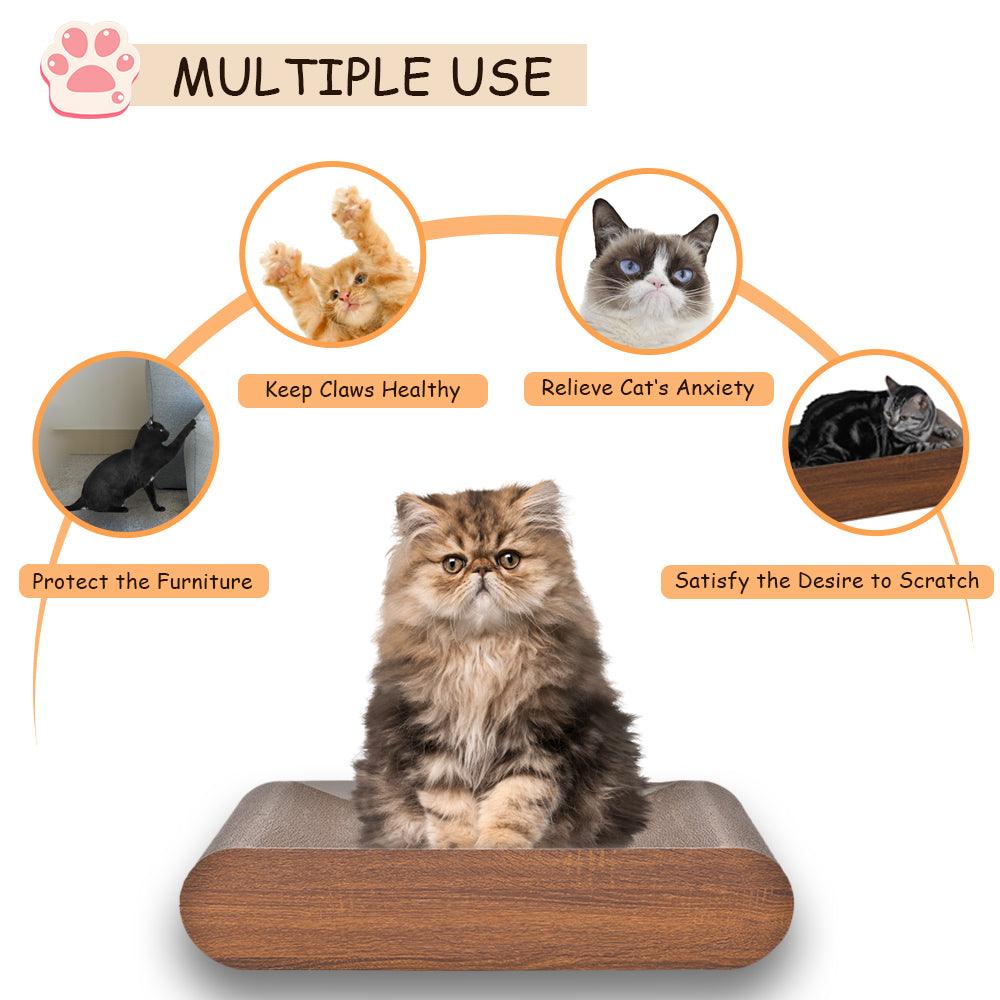 Premium Cat Scratcher Lounge Bed - Durable Bone-Shaped Cardboard Scratching Pad for Cats, Reversible & Recyclable Furniture Protector - Perfect for Indoor Play, Napping & Protecting Sofas