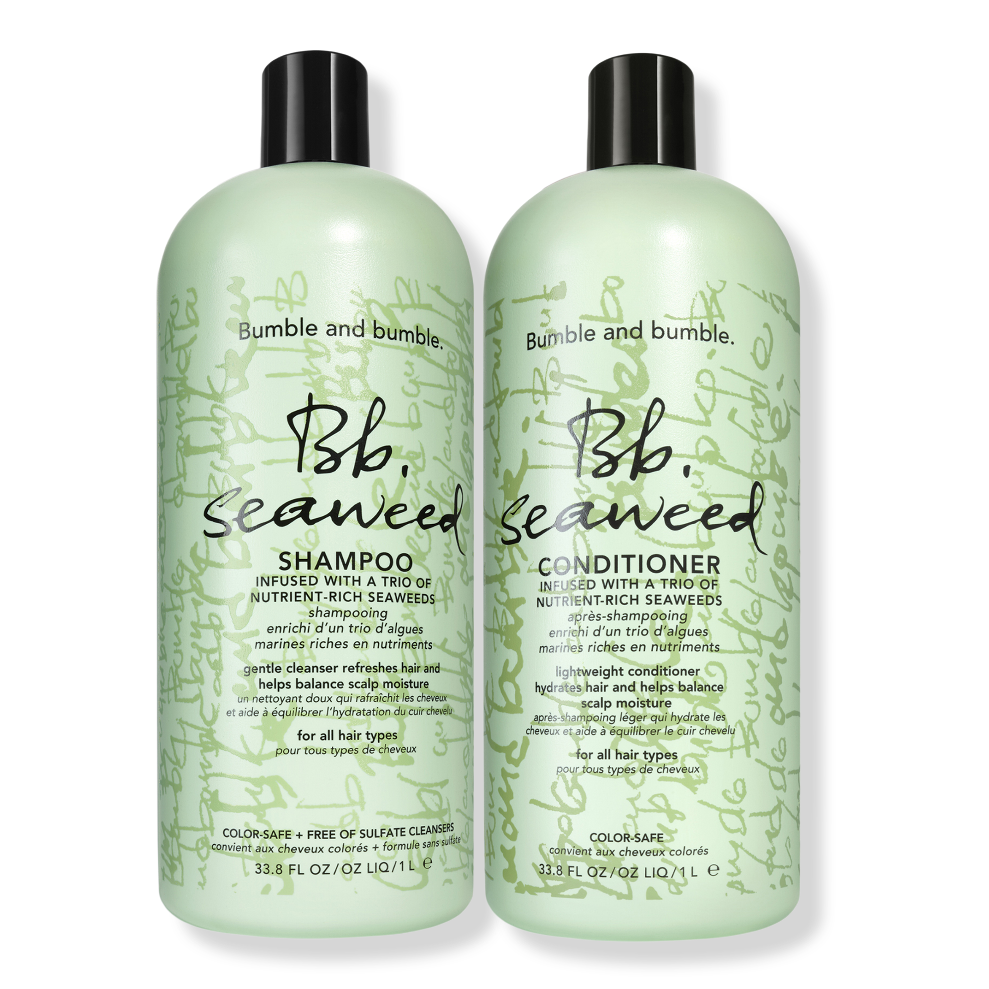 Bumble and Bumble Bb.Seaweed Shampoo and Conditioner Liter Duo Set - Volumizing & Strengthening Hair Care for Fine Hair - Salon Quality Shampoo & Conditioner for Daily Use at Home or Salon ($216 Value)