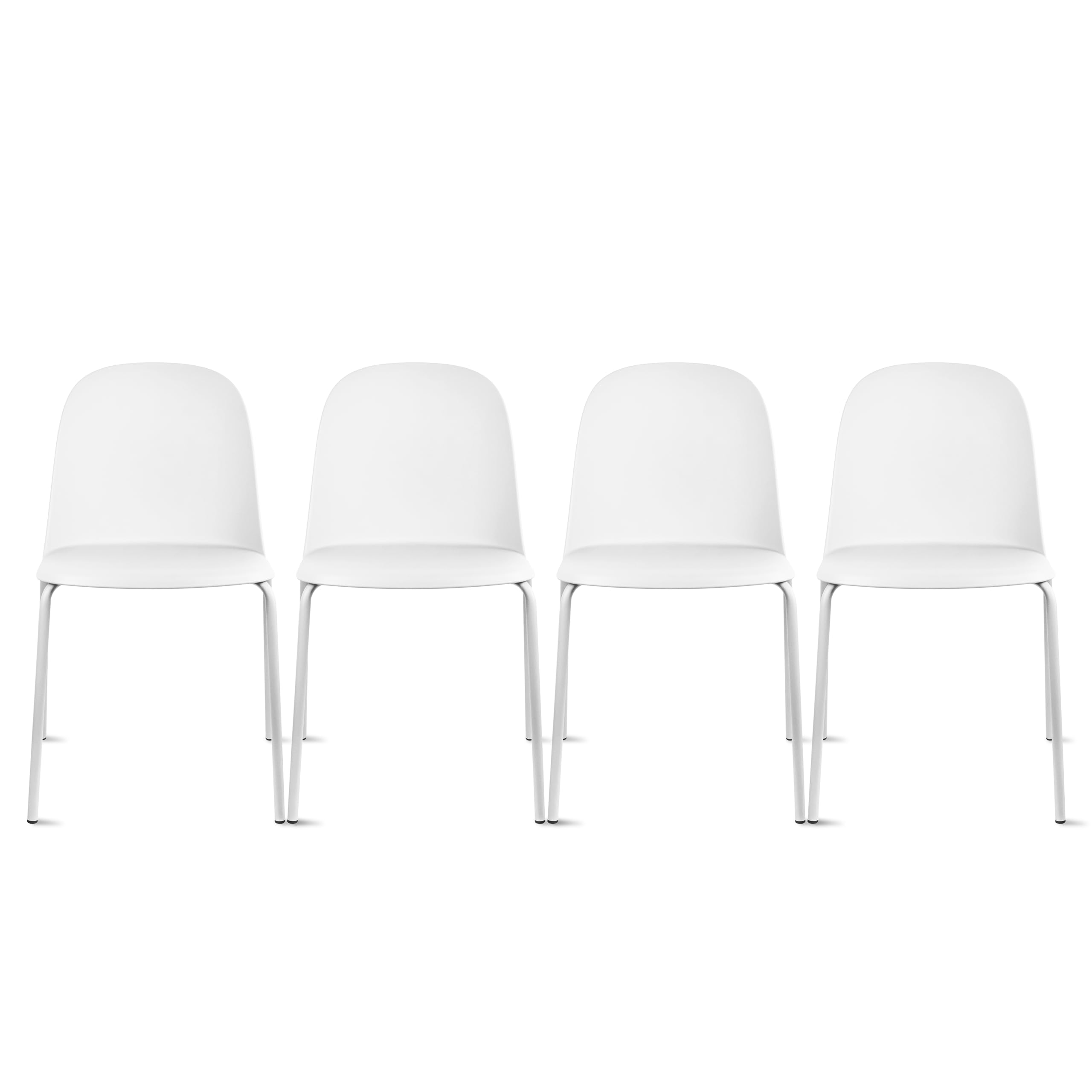 2-Pack Modern Stackable Armless Dining Chairs - 4 Plastic Shell Seats with Sturdy Metal Legs for Indoor/Outdoor Use - Perfect for Kitchen, Dining Room, Patio & Backyard (White)