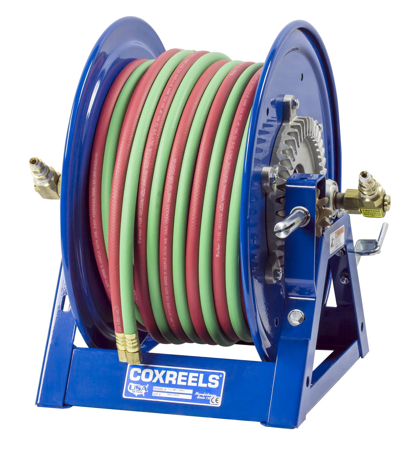 Dual Hose Hand Crank Welding Reel for Oxy-Acetylene | Coxreels 1275WL-3-150-C | 3/8