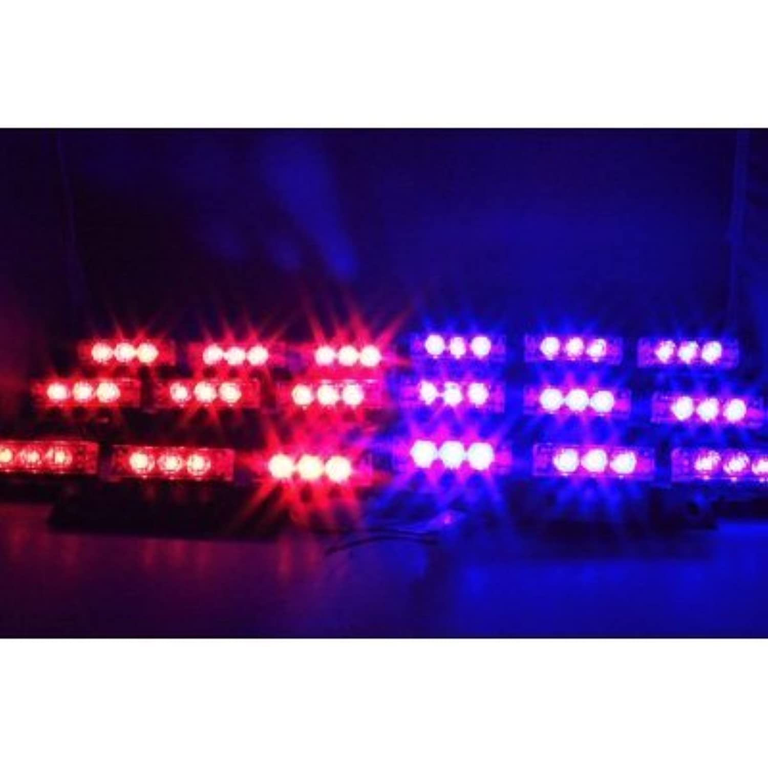 54 LED Emergency Strobe Lights - Red & Blue for Vehicle Grille & Deck - Perfect for Police, Security & Emergency Vehicles