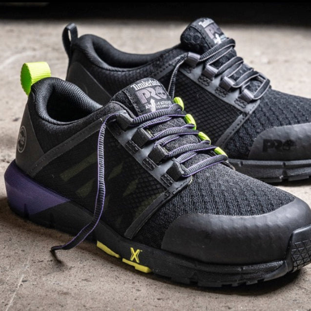 Timberland PRO Radius Women's Athletic Composite Toe Work Shoes - Lightweight Safety Shoes for Women, Non-Slip Work Boots with Steel Toe Protection (Black/Purple) - Perfect for Construction, Warehouse & Industrial Work