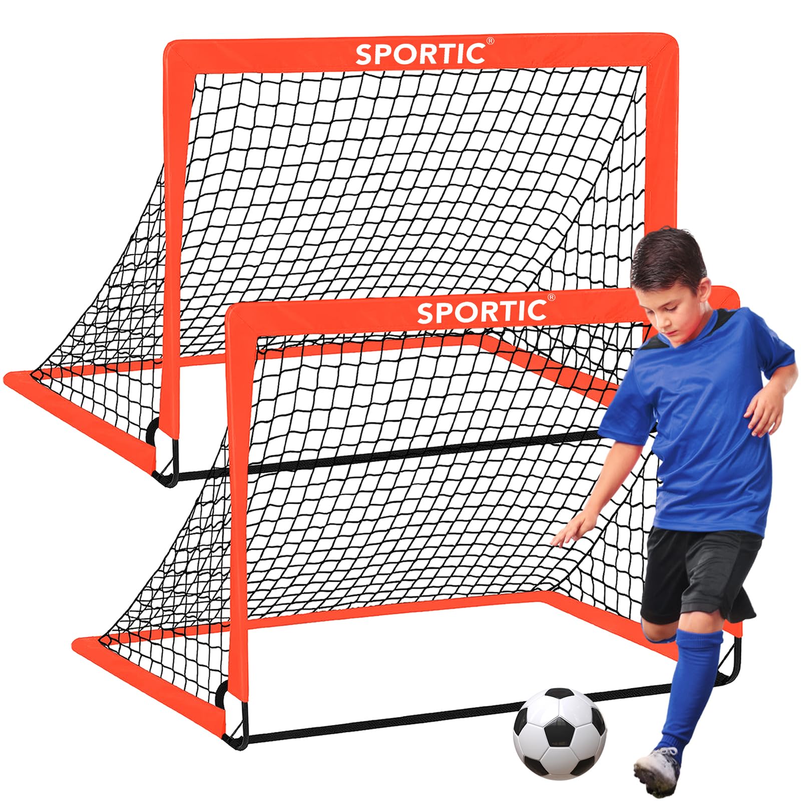 2 Pack 4' x 3' Portable Soccer Goal Net Set - Pop Up Kids Practice Soccer Goals for Indoor & Outdoor Use with Carrying Bag & Ground Pegs - Perfect for Backyard, Field, Court, Training & Youth Soccer Games