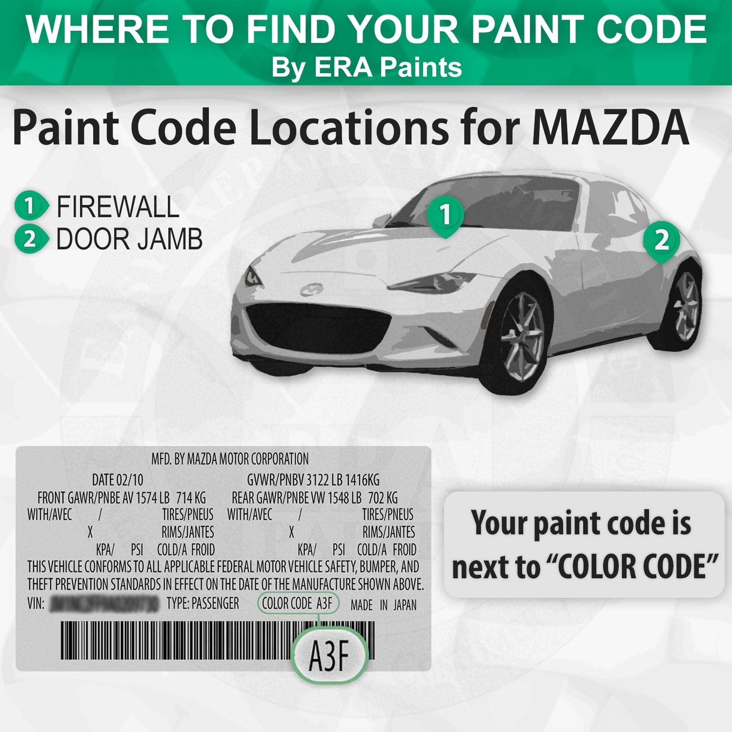 ERA Paints 47J - Gun Blue Metallic Exact Match Touch Up Paint Spray Kit for MAZDA Vehicles | Perfect for Car Scratches, Chips & Minor Repairs | DIY Automotive Paint Restoration Solution
