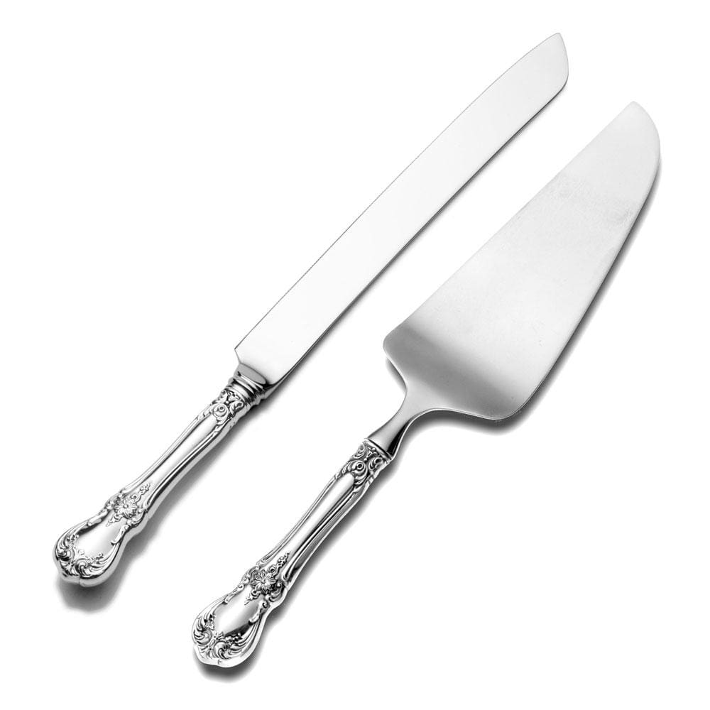 Vintage Sterling Silver Wedding Cake Knife and Server Set - Elegant Antique Cake Cutting Set for Weddings, Anniversaries & Special Occasions