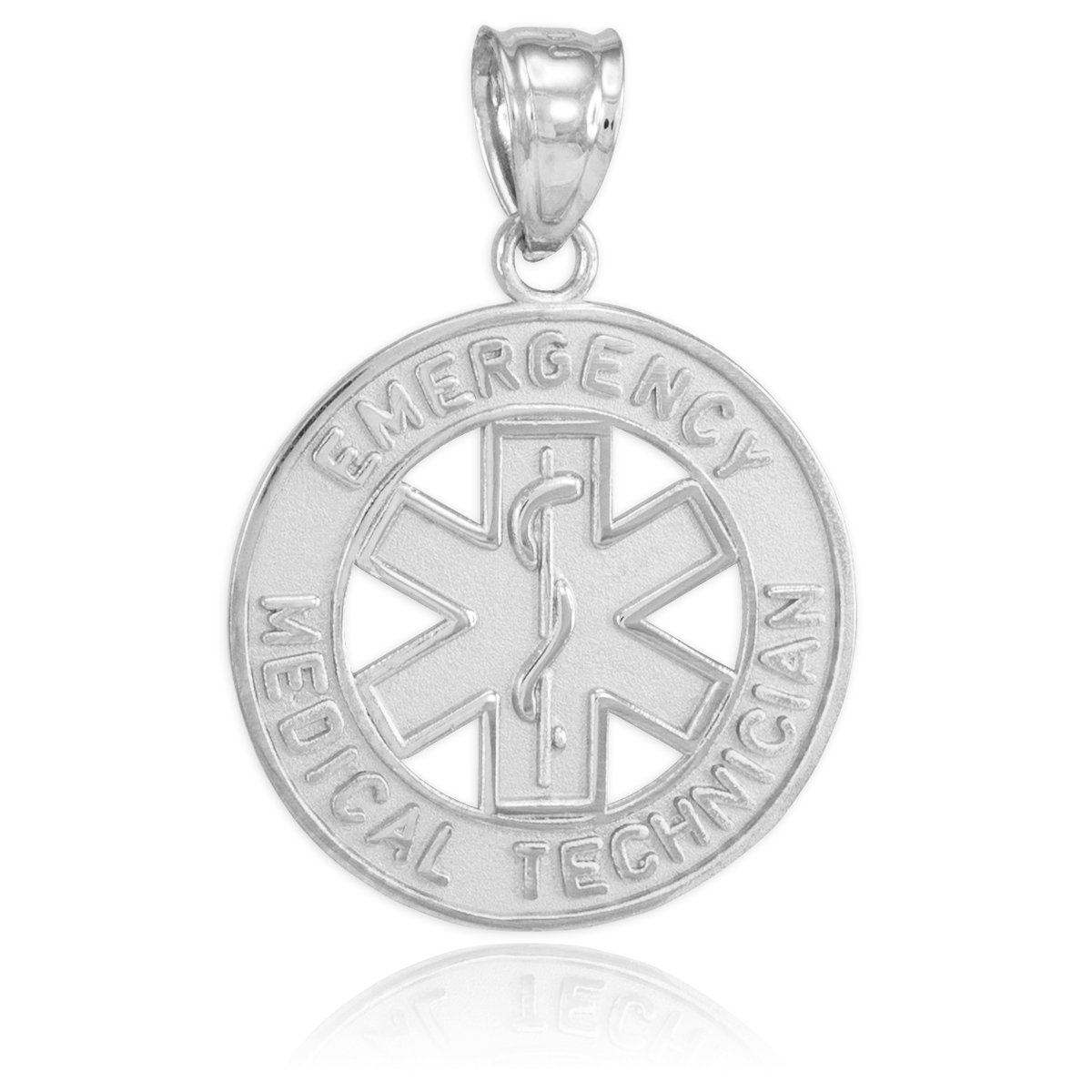 10k White Gold EMT Charm Necklace - Star of Life Pendant for Emergency Medical Technicians | First Responder Jewelry Gift for Nurses, Paramedics & Healthcare Workers | Perfect for Appreciation Gifts & Daily Wear