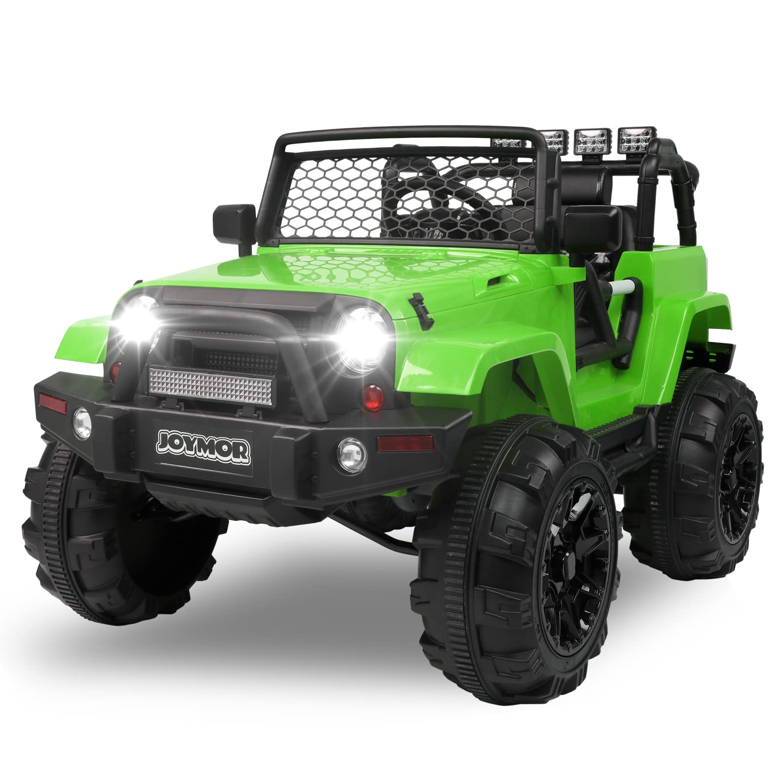 JOYMOR 12V Kids Ride On Truck with Remote Control - 4 Wheel Battery Powered Electric Car for Boys & Girls, LED Headlights, Horn, MP3 Player, USB Port - Perfect for Indoor & Outdoor Play (Green)