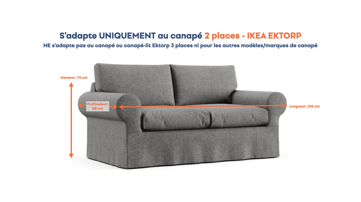 Custom Ektorp Loveseat Cover for IKEA Ektorp 2-Seater Sofa | Medium Grey Replacement Slipcover | Durable & Washable Fabric | Perfect for Living Room, Bedroom or Office