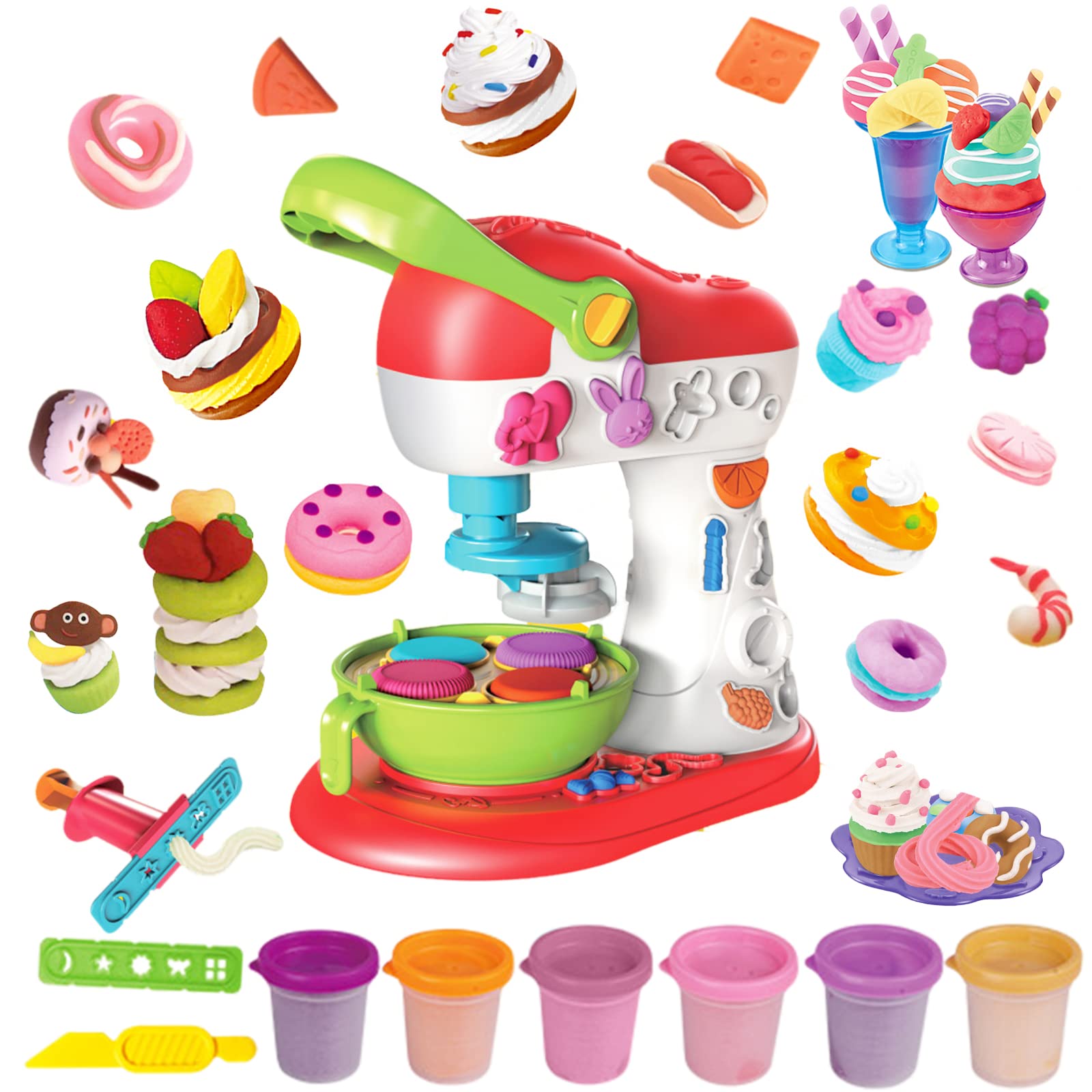 GOVOY Kids Play Dough Set - 6 Color Dough Kit for Baking & Dessert Pretend Play - Cake, Donut & Treat Maker Toy - Creative Modeling Kit for Children Ages 3+ - Perfect for Birthday Gifts & Preschool Learning Activities