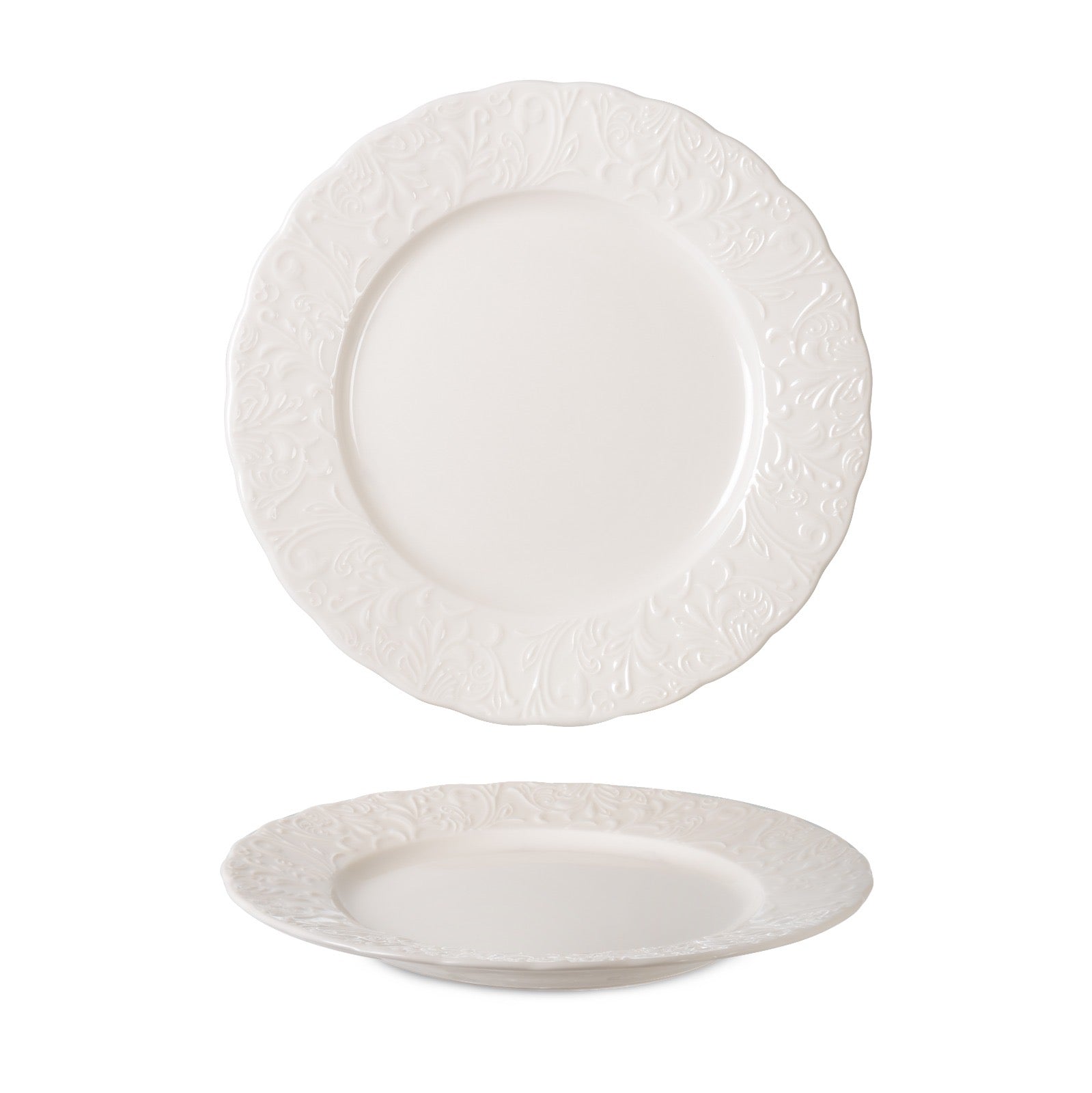 Pera 10-Inch Ceramic Dinner Plate Set - Elegant White Porcelain Plates for Dining, Parties & Home Decor - 25 cm Round Dishwasher Safe Plates for Everyday Use & Special Occasions