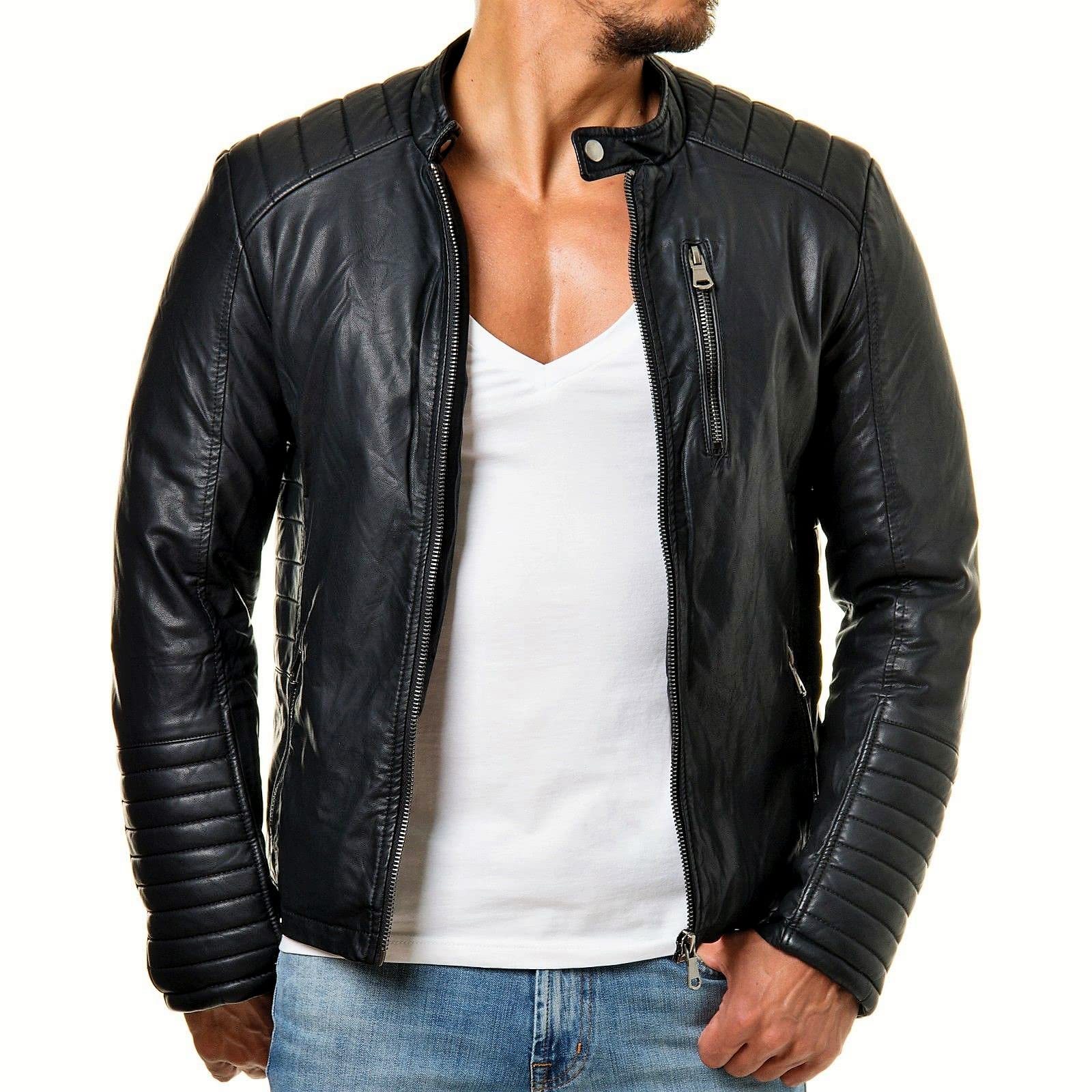 DECIMAL Genuine Lambskin Leather Biker Jacket for Men - Vintage Black & Brown Motorcycle Jacket | Riding, Casual Wear & Outdoor Adventure