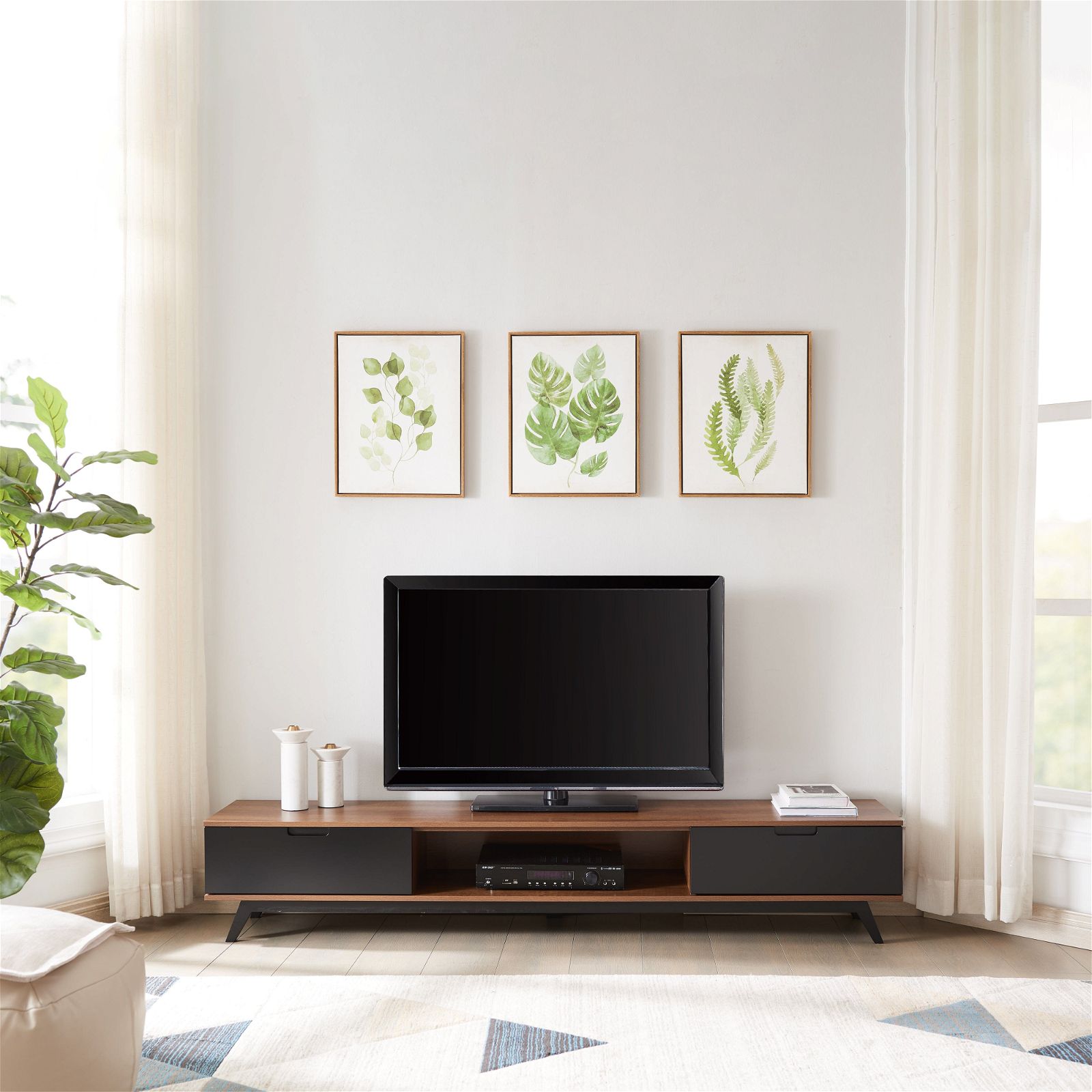 Tauris NOVA LL Entertainment Unit in Dark Oak - Stylish TV Stand for Living Room, Home Theater & Gaming Setup