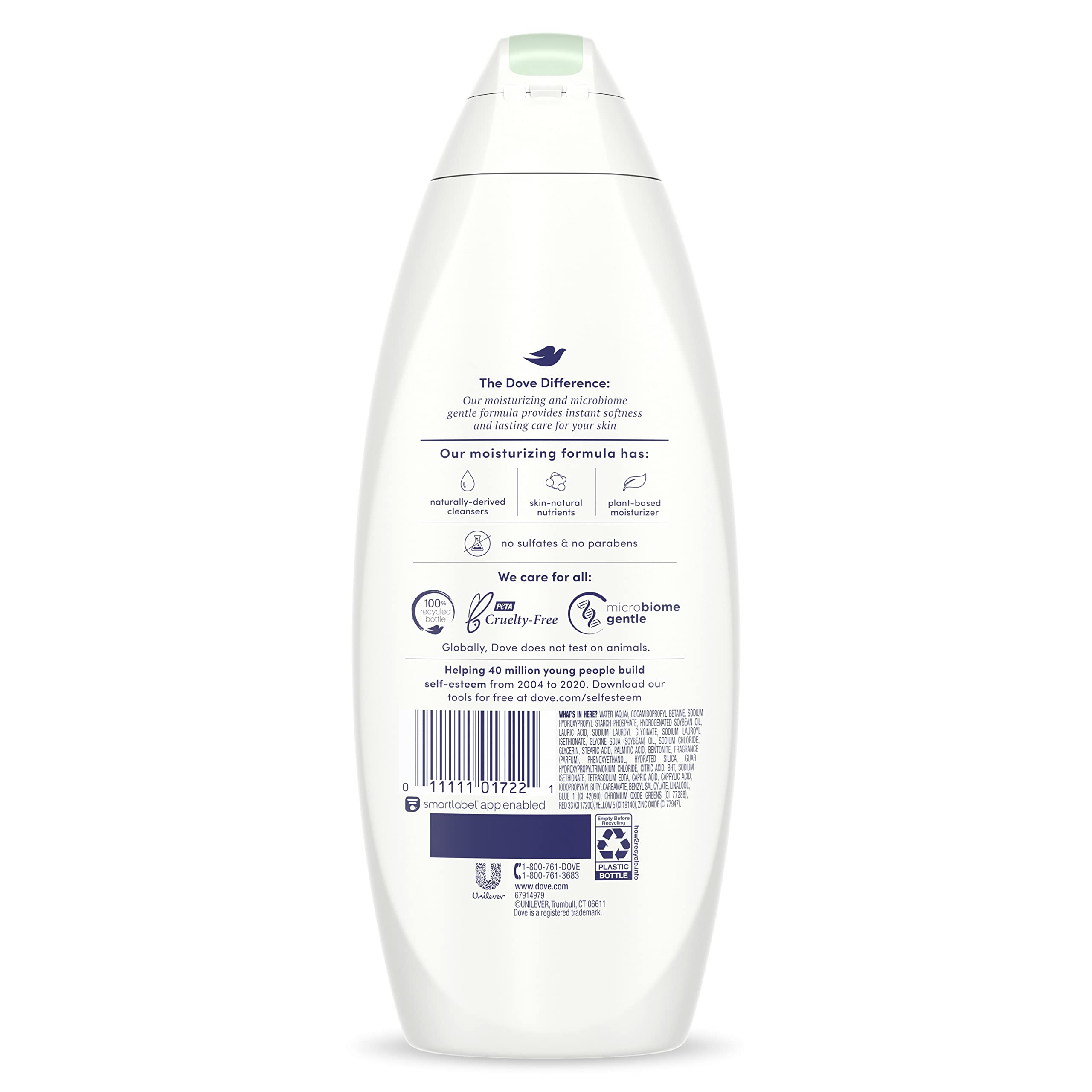 Dove Body Wash for Soft Skin - Purifying & Detox Cleanser, Effectively Removes Bacteria While Nourishing Skin, 22 oz (4-Pack) - Perfect for Daily Shower, Gym, Travel & Sensitive Skin Care