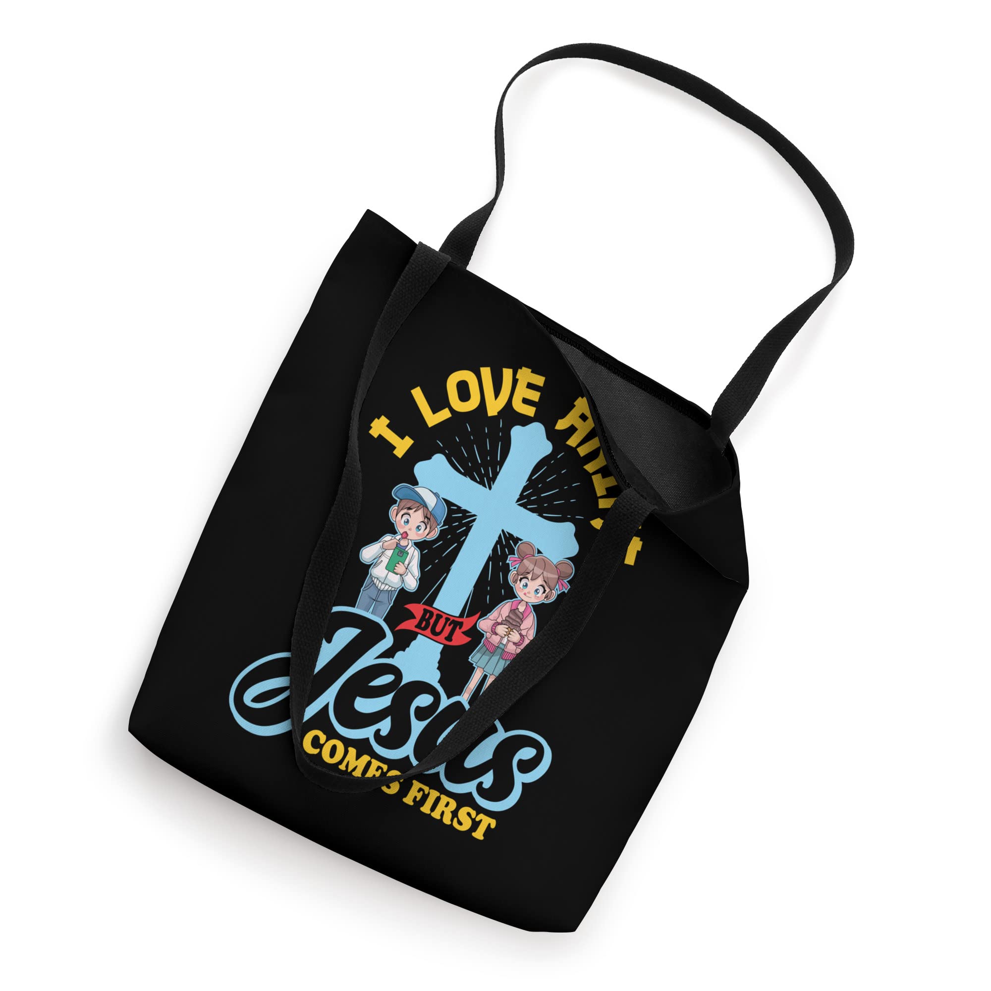 Anime Lover Christian Tote Bag - Jesus Comes First Manga Gift for Women & Men - Perfect for Church, Bible Study, and Anime Conventions
