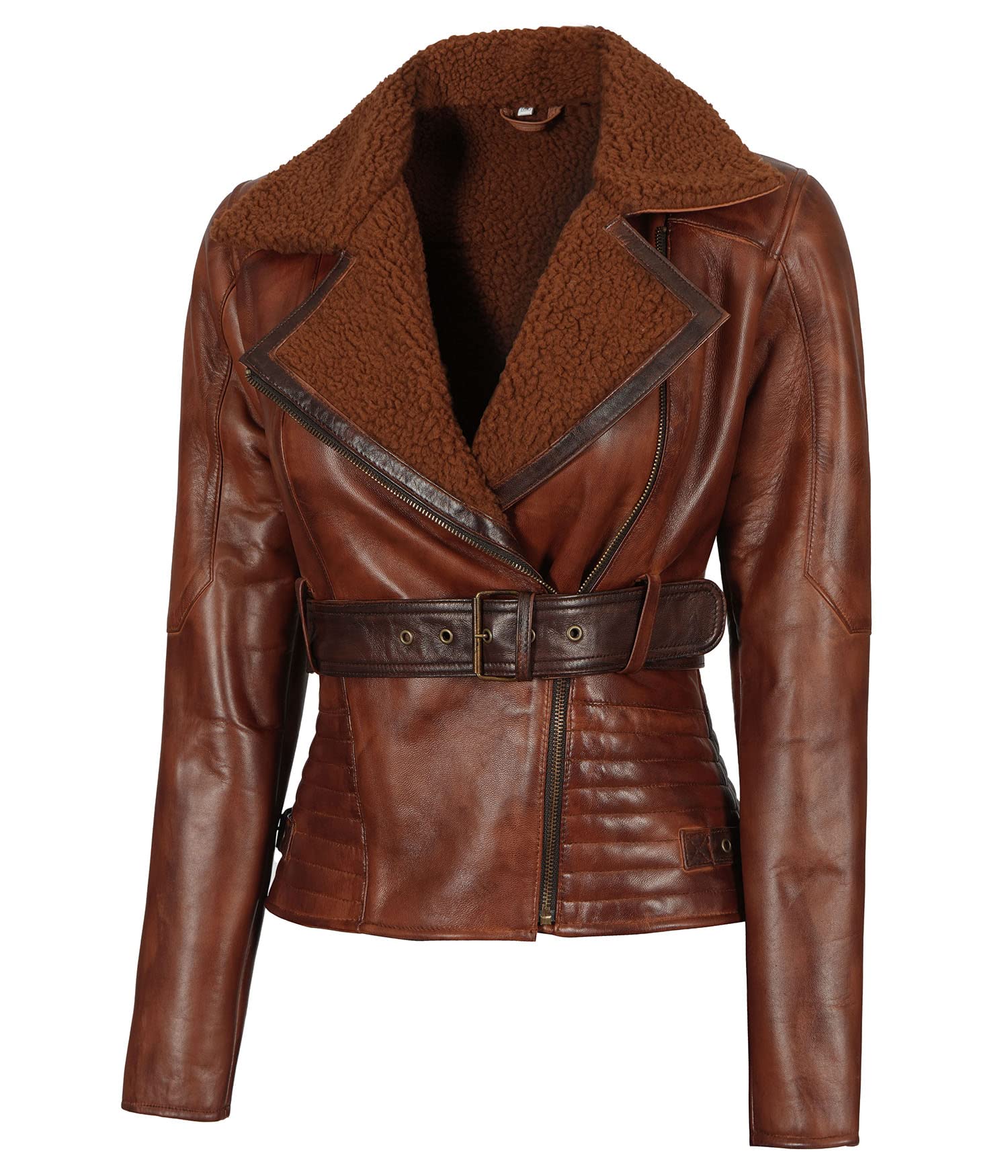 Blingsoul Women's Asymmetrical Motorcycle Leather Jacket - Stylish Biker Jacket for Casual Outings, Night Events & Urban Adventures