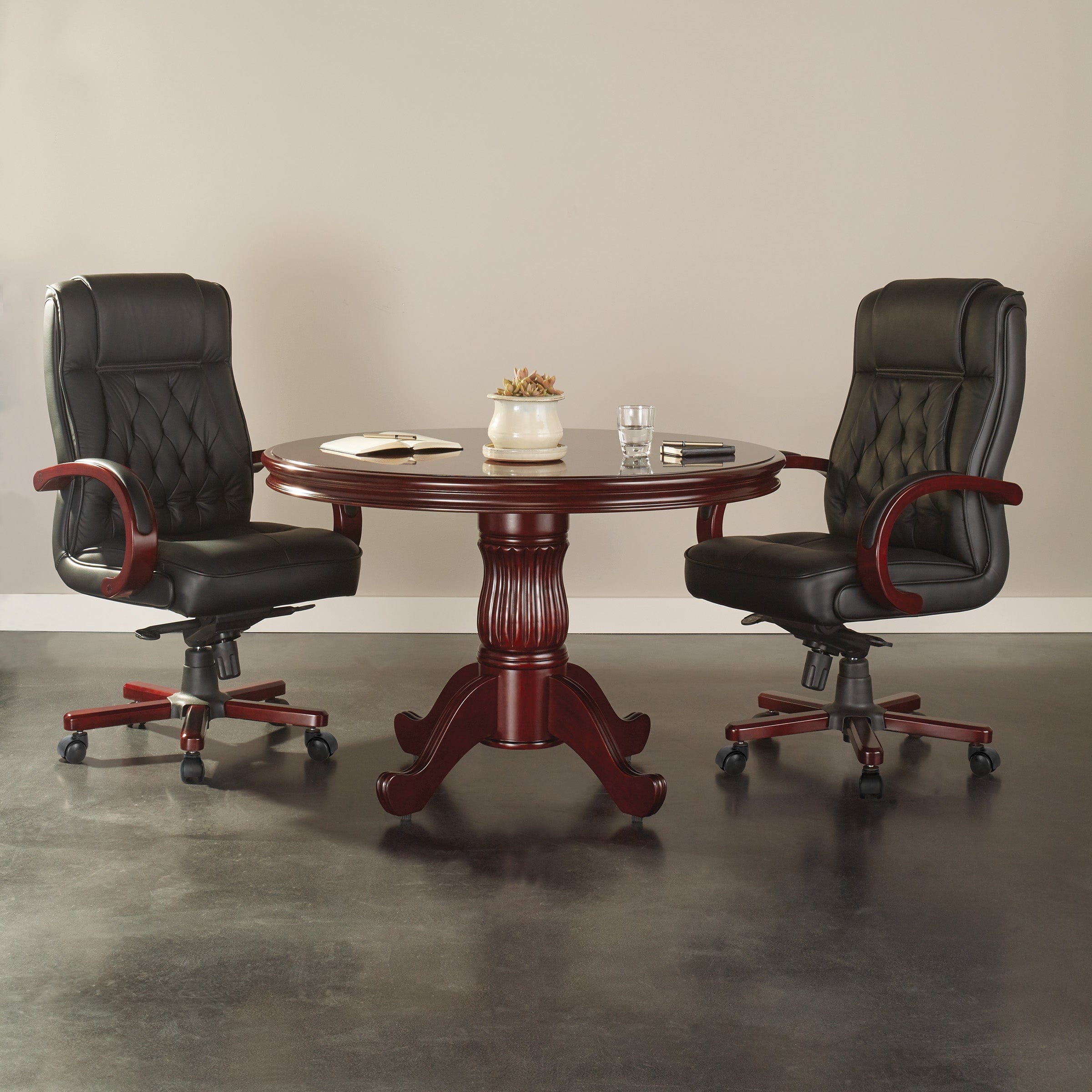 Premium Office Star Genuine Leather Executive Chair with Royal Cherry Finish - Ergonomic High Back Swivel Chair for Home Office & Corporate Workspaces [TWN300L] - Perfect for CEOs, Managers & Professionals Seeking Comfort & Style