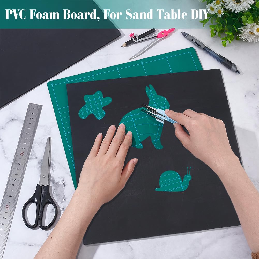 BENECREAT 2-Pack 12x12 Inch Black PVC Foam Board Sheets - 5mm Thick Lightweight Plastic Panels for DIY Crafts, Art Projects, School Displays, Sign Making, and Home Decor - Perfect for Modeling, Scrapbooking, and Wall Art