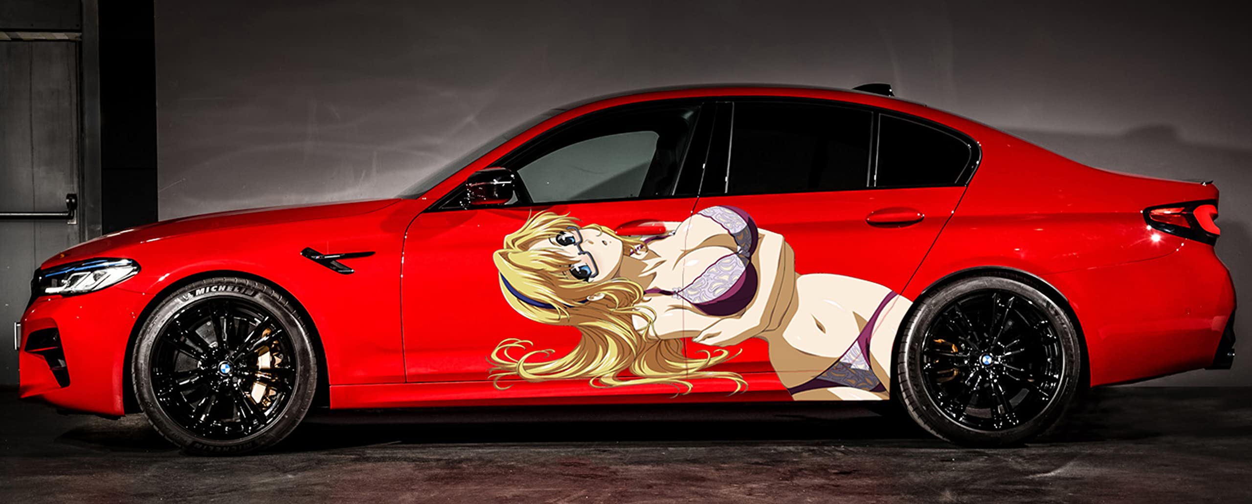 Anime Girl Vinyl Car Decals - 25x90 Inches Waterproof Stickers for Side Windows, Laptops & Walls - Cool Japanese Anime Graphics for Cars, Trucks & Home Decor