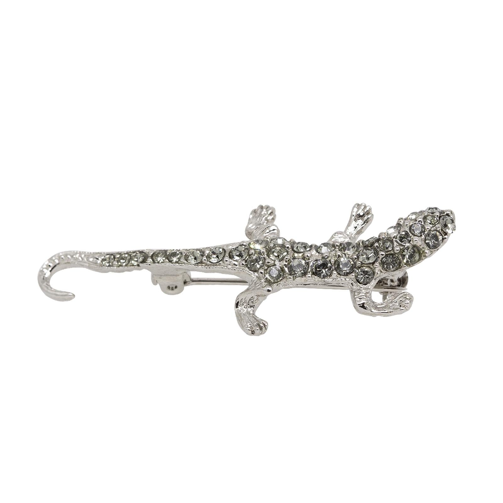 Vintage 1928 Jewelry Lizard Brooch Pin with Black Diamond Austrian Crystals - Perfect for Vintage Fashion, Costume Jewelry Collections & Special Occasion Outfits
