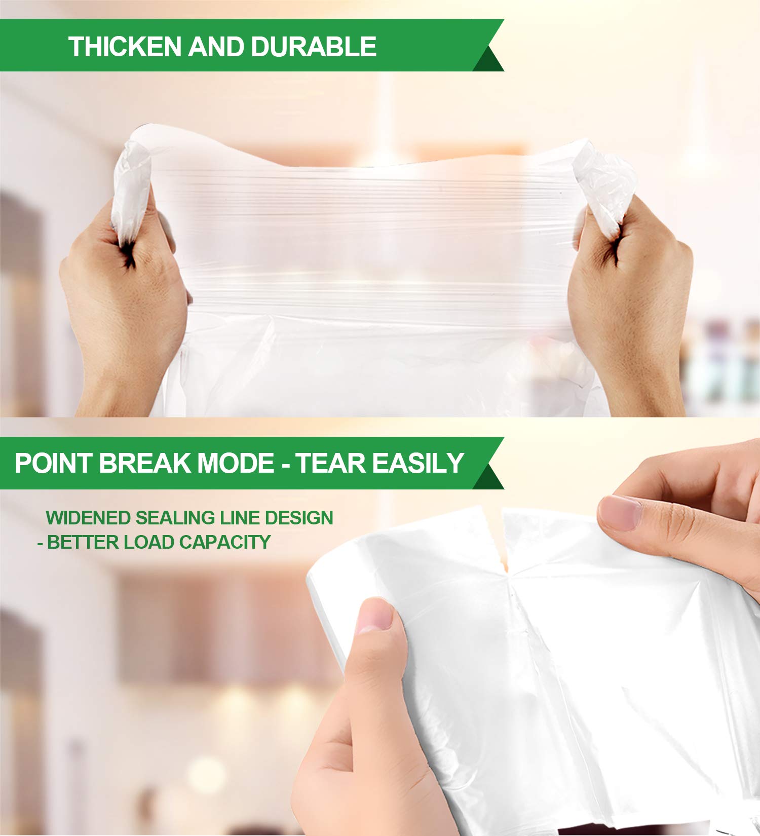 Clear Medium Garbage Bags 8 Gallon (30 Liter) - 220 Count Plastic Trash Bags for Wastebasket & Bin Liners | Heavy Duty Bathroom, Bedroom & Office Trash Can Bags | Perfect for Home, Kitchen, Dorm & Commercial Use