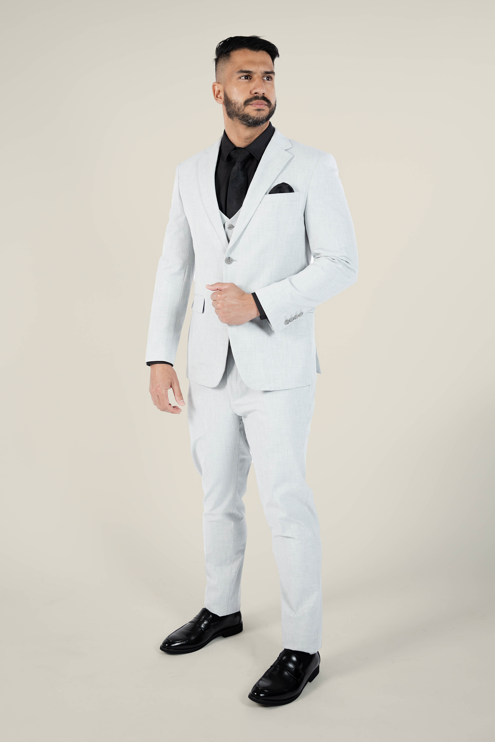 Premium Men's Stone Grey Suit - Slim Fit Business Formal Wear for Weddings, Interviews & Office Attire