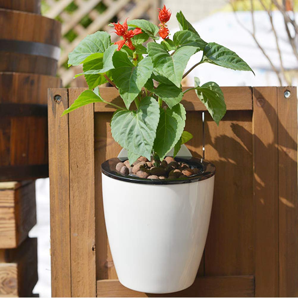 5pcs White Plastic Self-Watering Flower Pots for Roses, Succulents, Bonsai - Automatic Planters for Desktop, Home Decor, Office & Garden Use