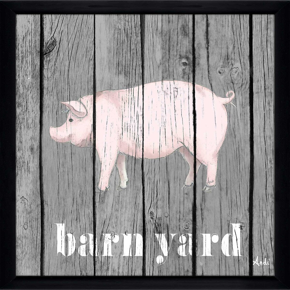 Square Barnyard Pig Print on Acrylic - Modern Farmhouse Wall Art for Kitchen, Nursery & Home Decor