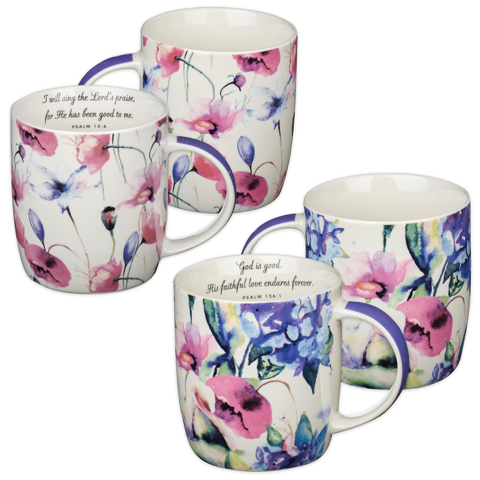 Christian Art Gifts - Seeds of Love Garden Blooms Ceramic Coffee & Tea Mug Set with Bible Verse (Boxed Set of 4) - Perfect for Women's Bible Study, Prayer Time & Christian Home Decor