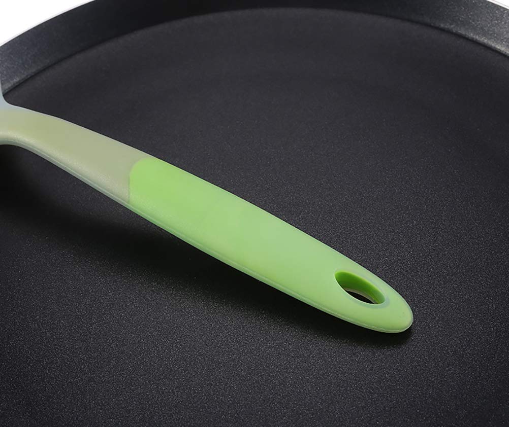 10-Inch Silicone Omelette Spatula - Durable, Heat-Resistant & Nonstick Pancake Turner for Eggs, Crepes, Brownies, Fish, Pizza - Perfect for Breakfast Cooking & Baking (Green)