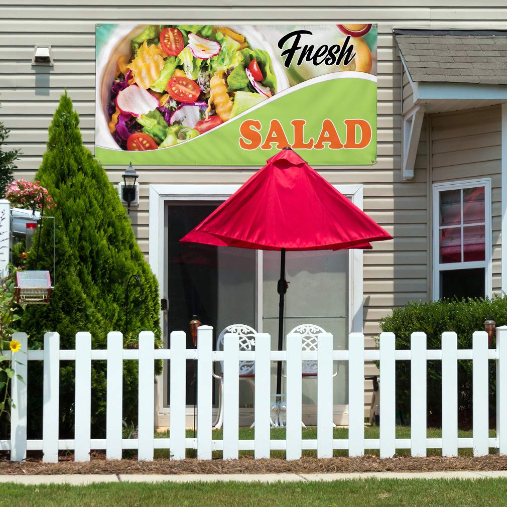 Premium Vinyl Banner - 36x72 Inches, Weatherproof & Durable for Outdoor Advertising - Ideal for Food & Beverage, Fresh Salad, Fruit Stands, Yard Signs - 6 Grommets for Easy Hanging (Green)