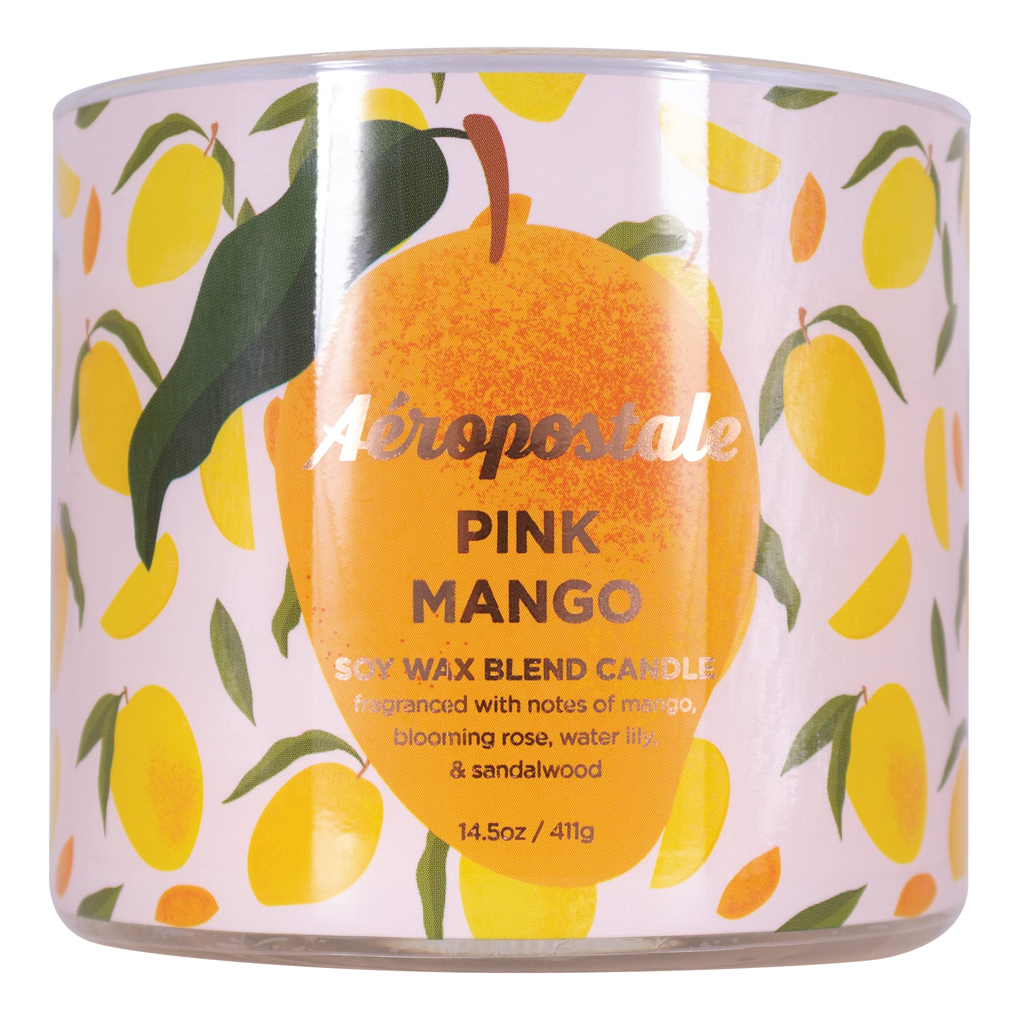 Aeropostale Pink Mango Scented Soy Candle - Long Lasting Fragrance for Home, Office & Relaxation - Perfect for Aromatherapy, Gifts & Decor