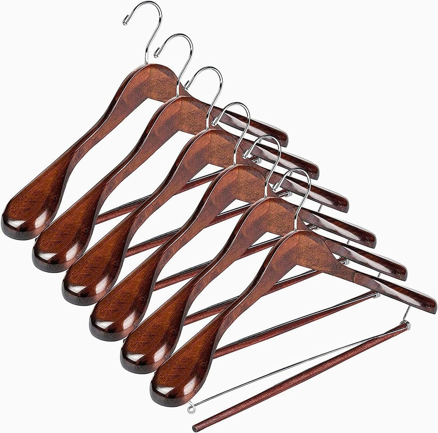 Premium Wooden Suit Hangers 6-Pack - Non-Slip Wide Shoulder Coat Hangers with 360° Swivel Hook for Men & Women | Ideal for Jackets, Dresses, Pants & Formal Wear Closet Organization