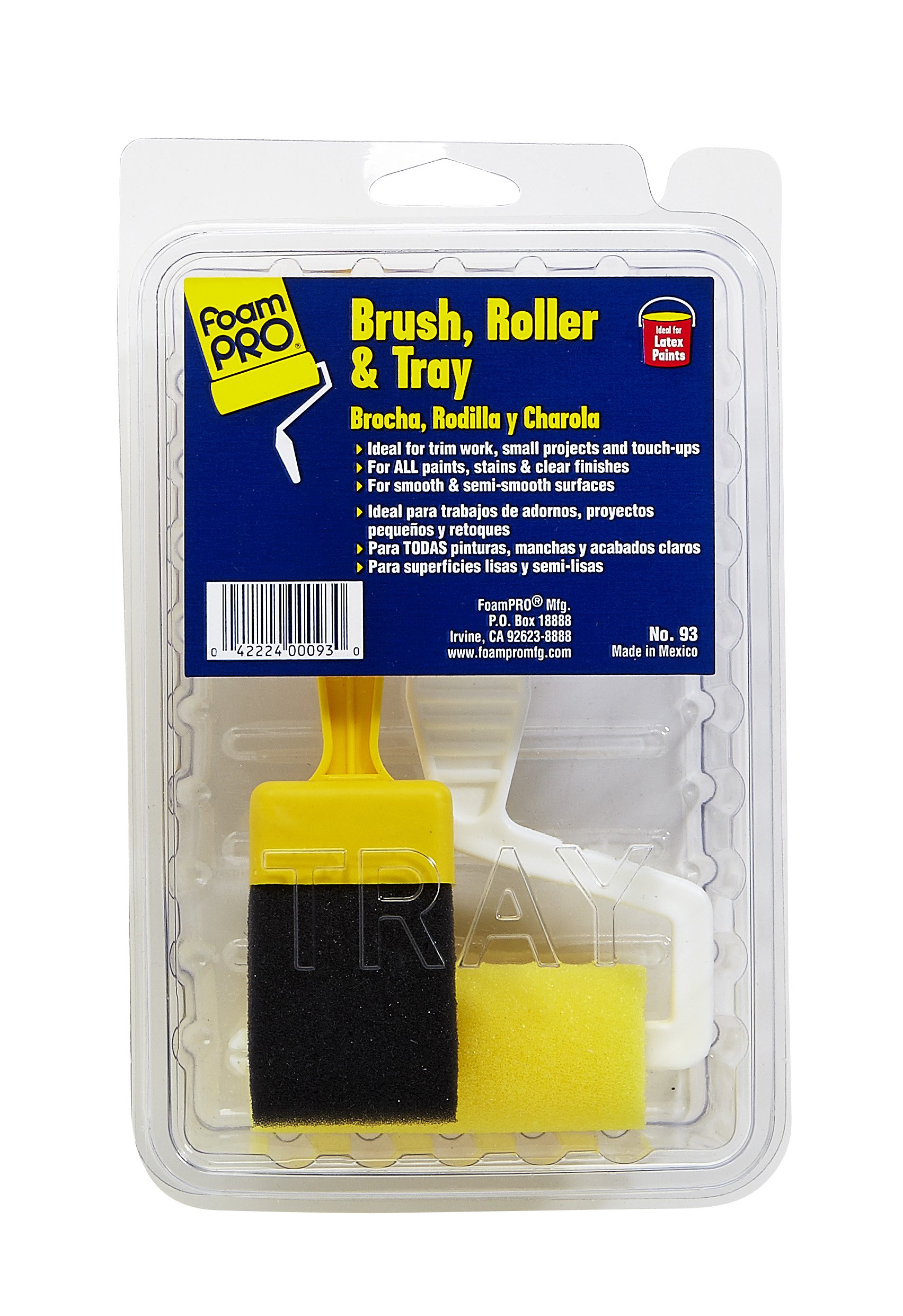 Foampro 93 Paint Roller & Brush Set - 3 Inch Professional Foam Paint Roller for Smooth Finish - Perfect for Walls, Cabinets, Furniture & DIY Home Painting Projects