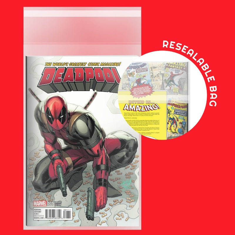 Resealable Comic Book Bags - 2MIL Thickness for Current Age Size Comics - Perfect for Collecting, Storing & Protecting Comic Books