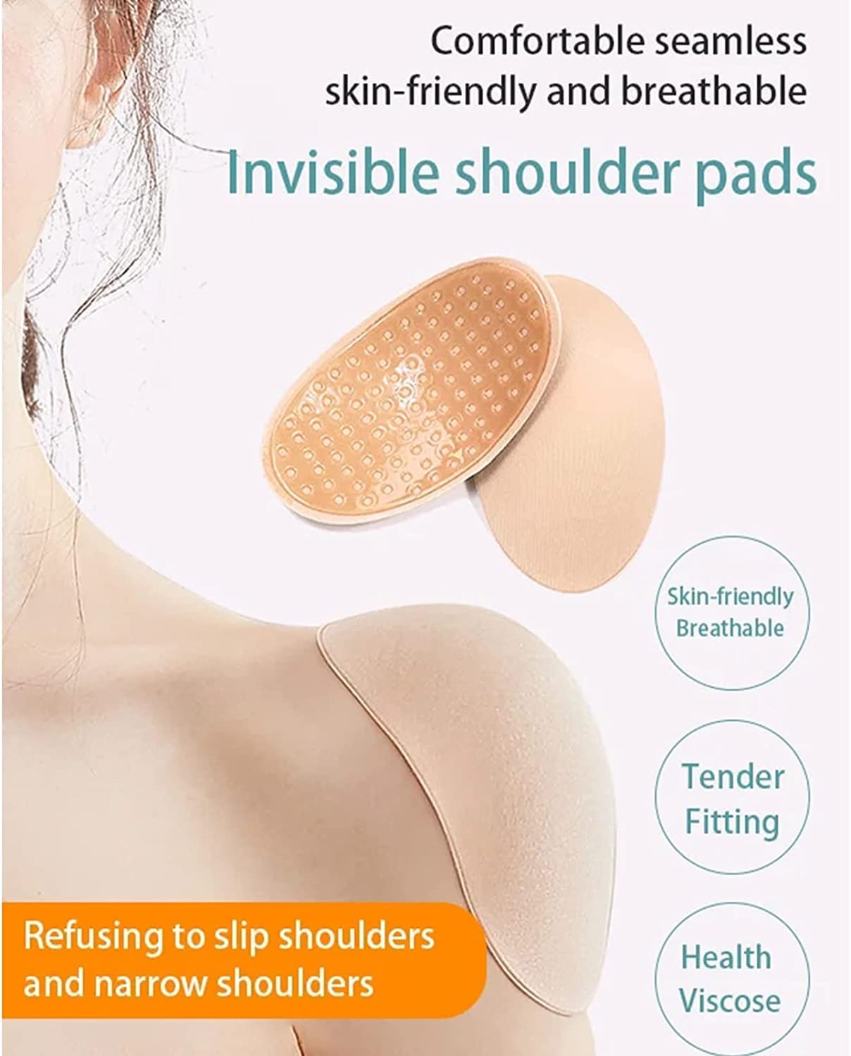 Niralasa Sensual Lady Silicone Sponge Adhesive Shoulder Pads | Slip-Resistant Narrow Shoulder Enhancers for Women's Clothing | Reusable Breathable Push-Up Pads - Black & Nude | Perfect for Dresses, Tops & Formal Wear