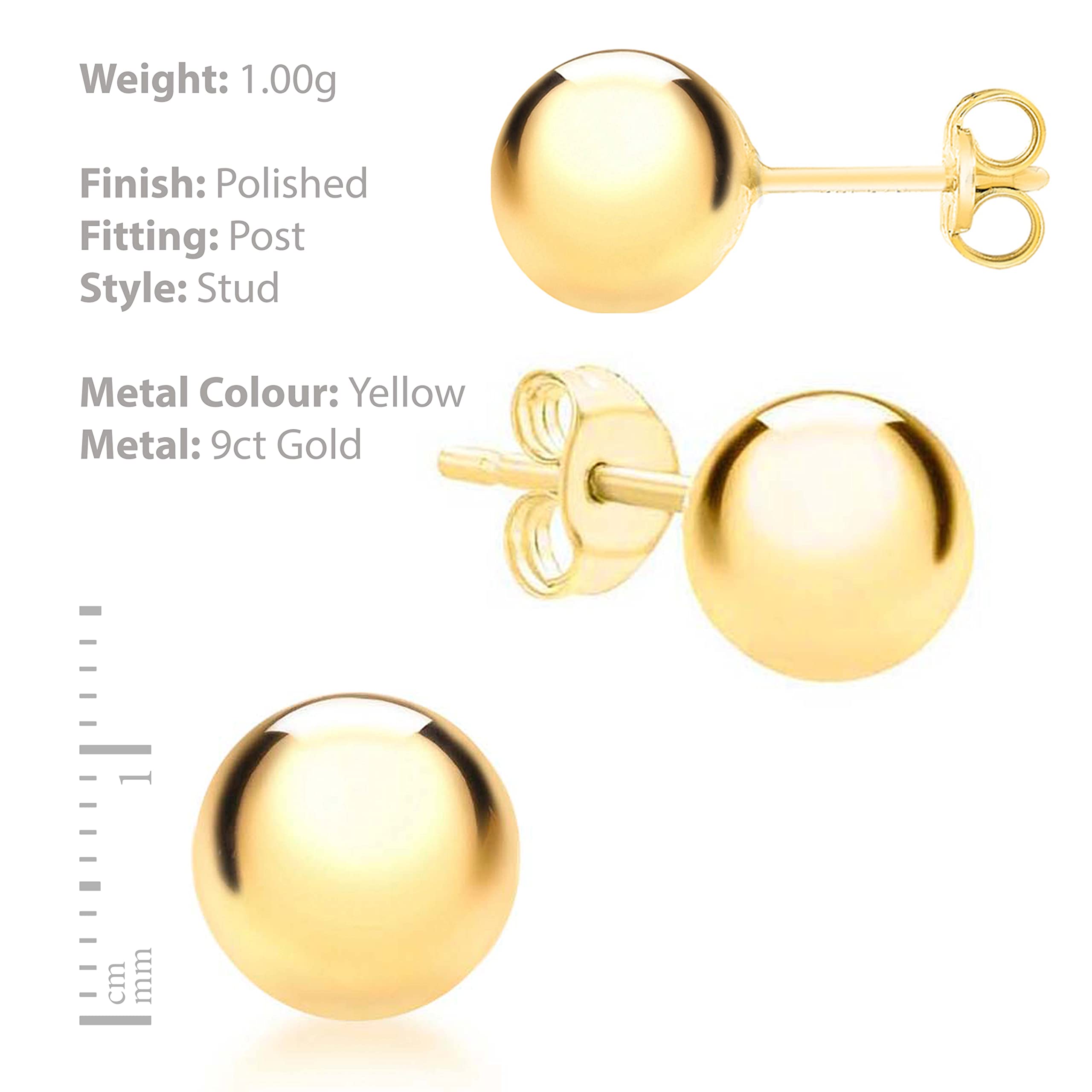 Carissima Gold 9ct Gold 12mm Ball Polished Stud Earrings for Women - Elegant Everyday Jewelry for Work, Parties & Special Occasions