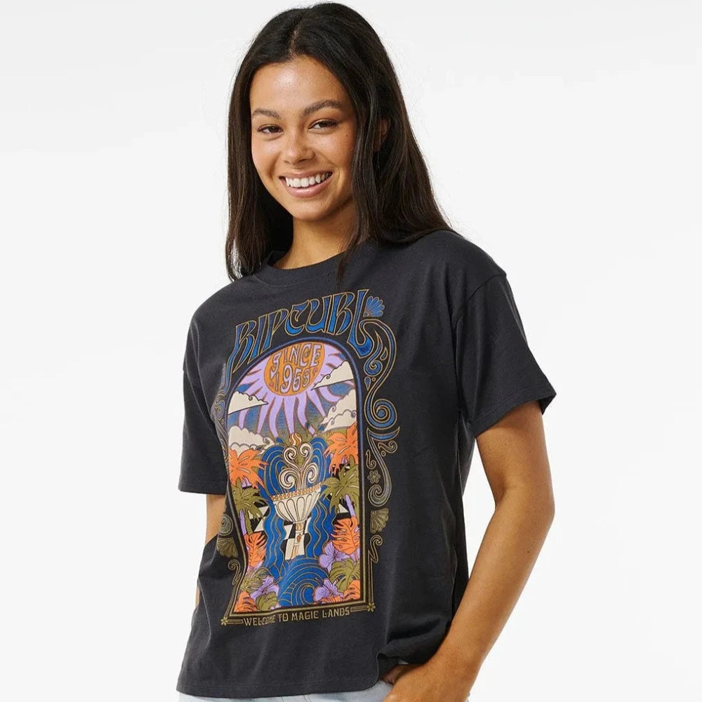 Rip Curl Women's Alchemy Relaxed Fit Short Sleeve T-Shirt - Casual Comfort for Beach, Surf & Everyday Wear