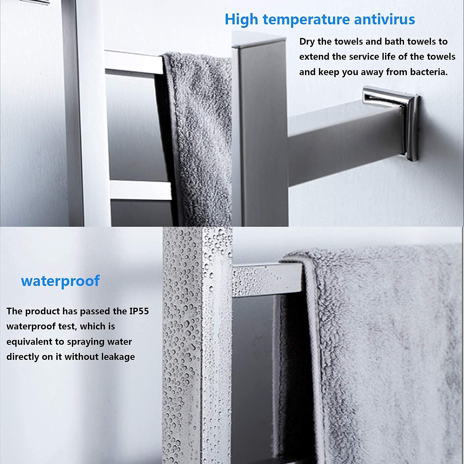 APUM Electric Towel Warmer - Stainless Steel Heated Towel Rack with Timer & Waterproof Switch | Wall Mount Bathroom Towel Warmer for Spa, Hotel & Home Use (B Hardwired)